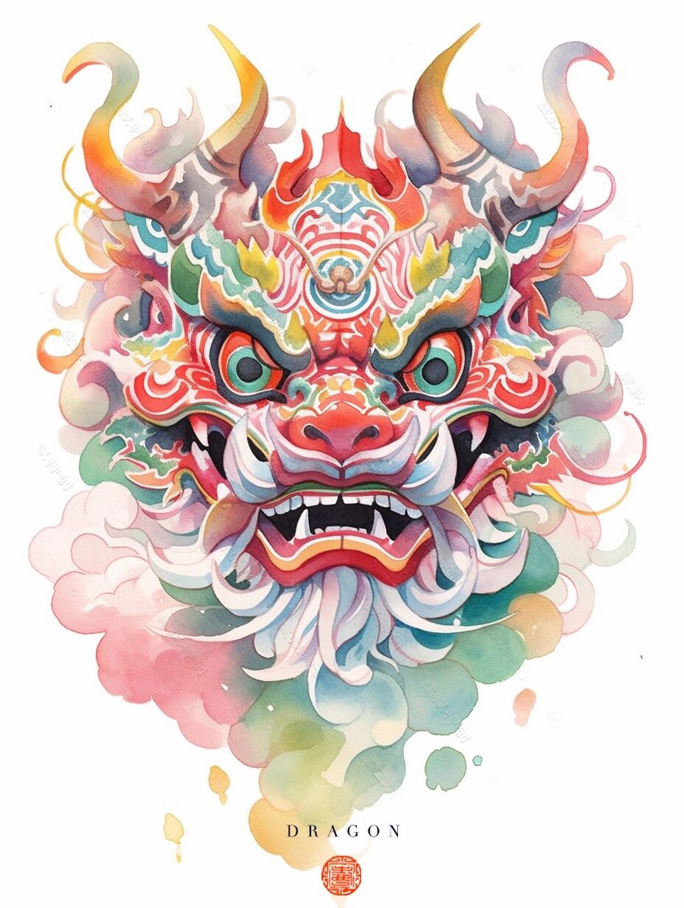 国潮|中国龙/龙头/龙首素材插画