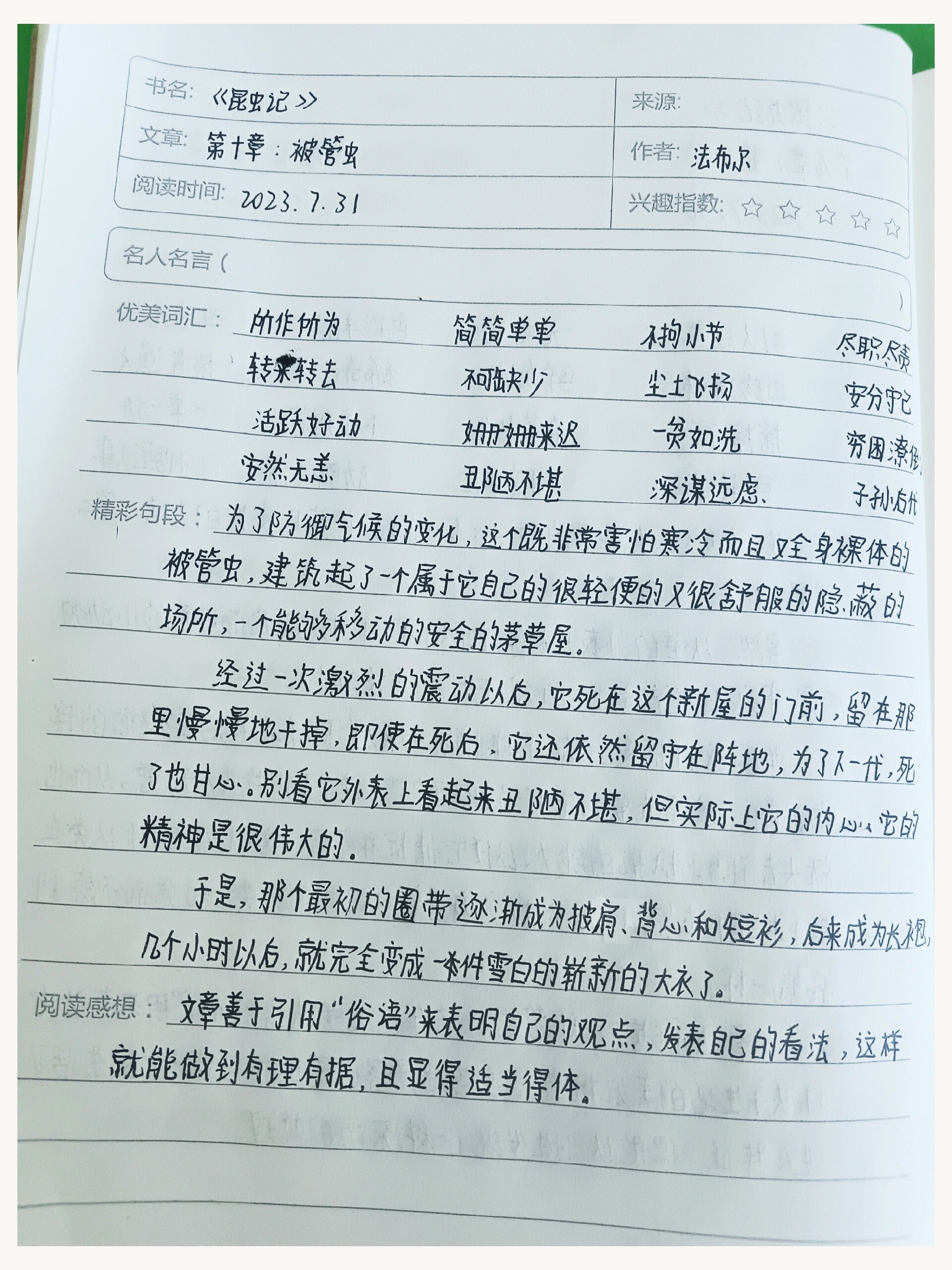 《昆虫记》第十章:被管虫