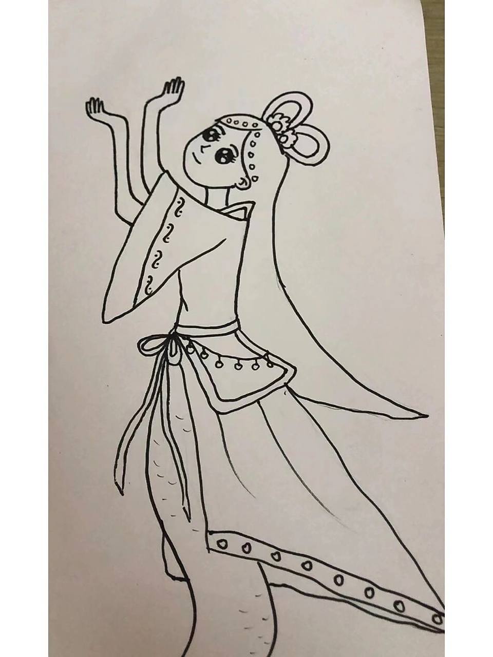 儿童创意画《女娲补天》 女娲补天,需要工具,深蓝色8k卡纸(背景),绿色