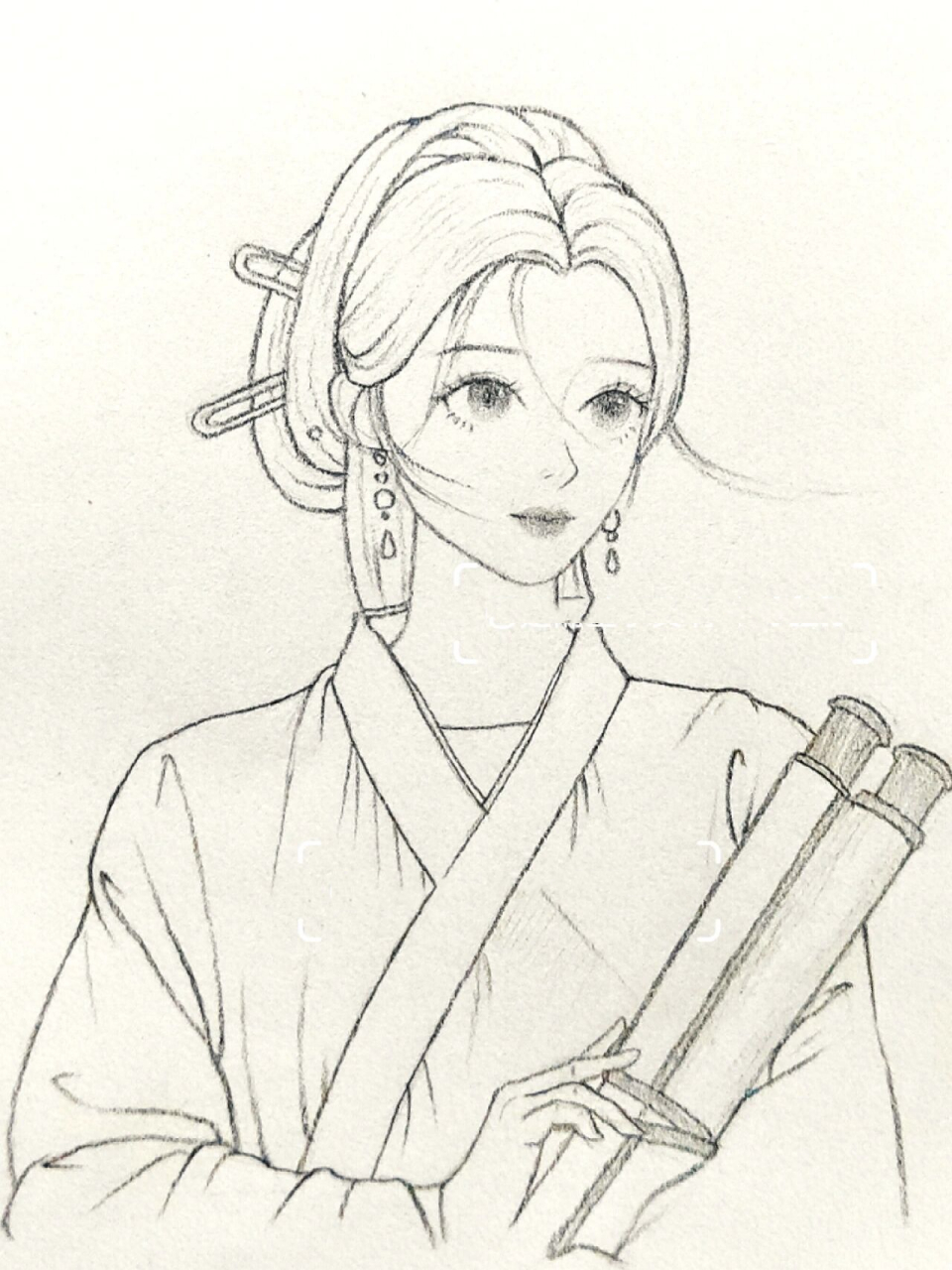 古风人物线稿教程~含步骤图 画的是 小姐姐海马体"青姝"的宣传照气质