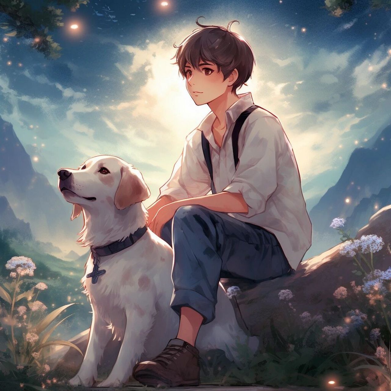 男生头像‖狗狗也爱夜晚惬意的凉风和星辰