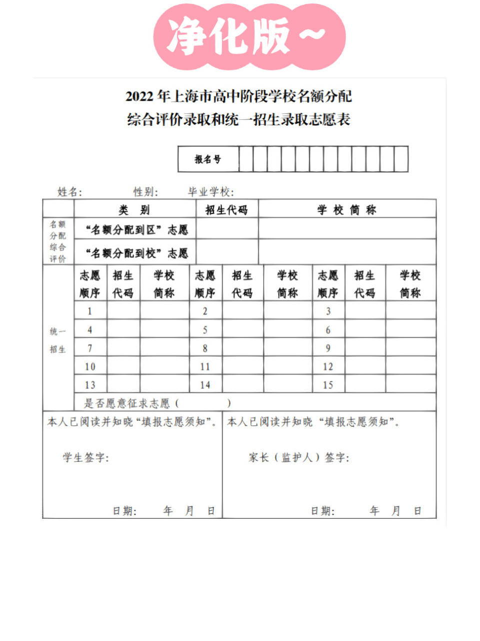 上海中考志愿填报表 一张图看懂上海中考志愿填报表, 家有初中生的