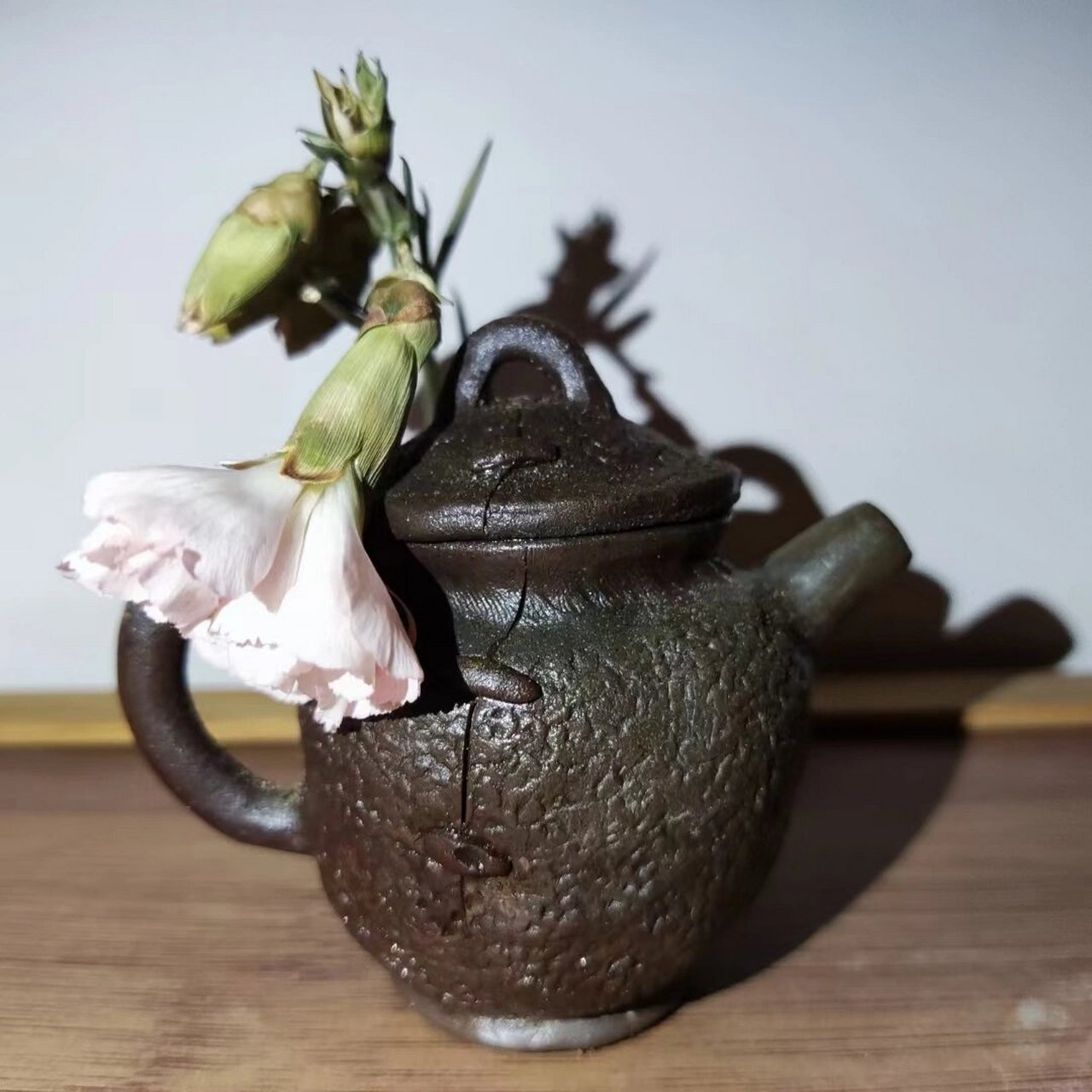 柴烧手捏壶