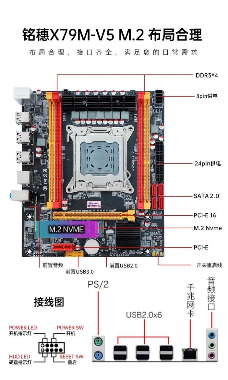 华南x79—6m主板接线图图片