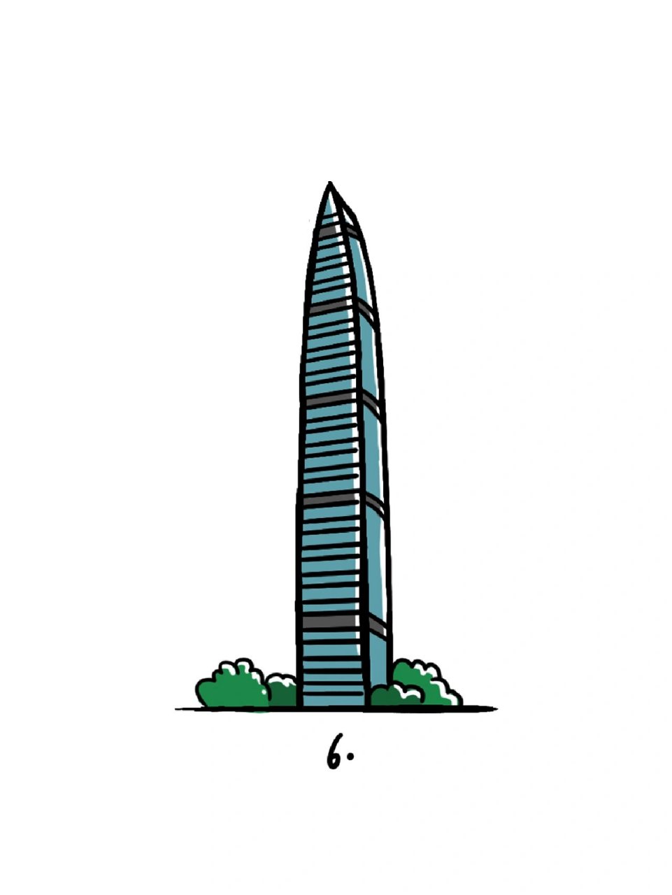 如何画京基100|地标建筑简笔画教程44 地标建筑第44