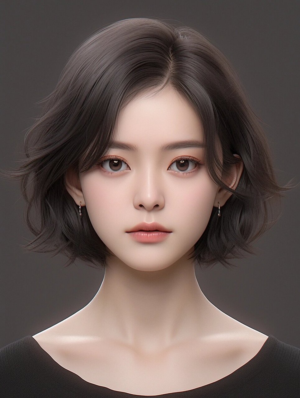 微信个性头像丨性冷淡风短发少女(可换脸). 日更第二弹,微卷短发少女.