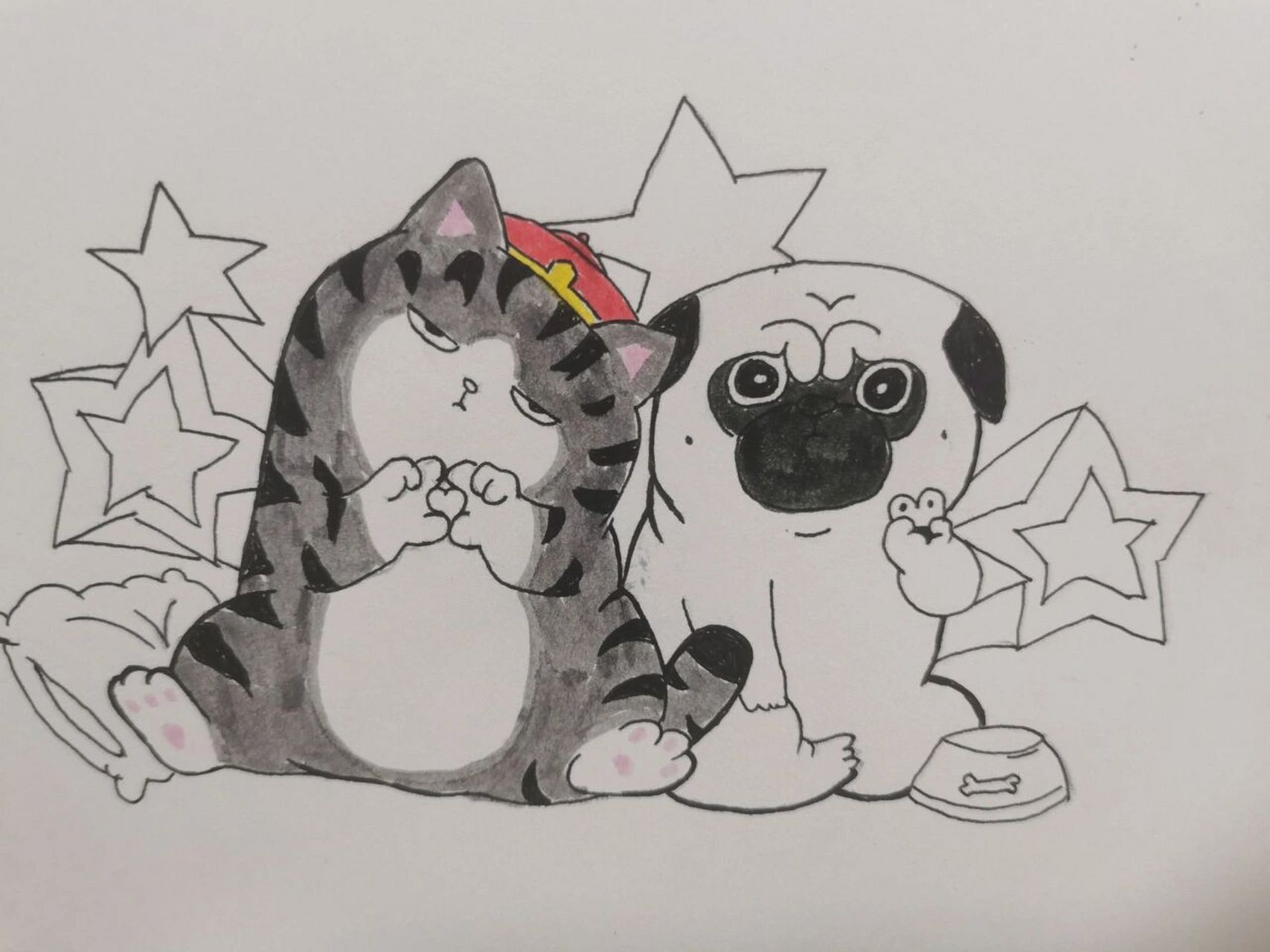 吾皇万睡简笔画 疫情隔离在家,不能出去,在家画画好了