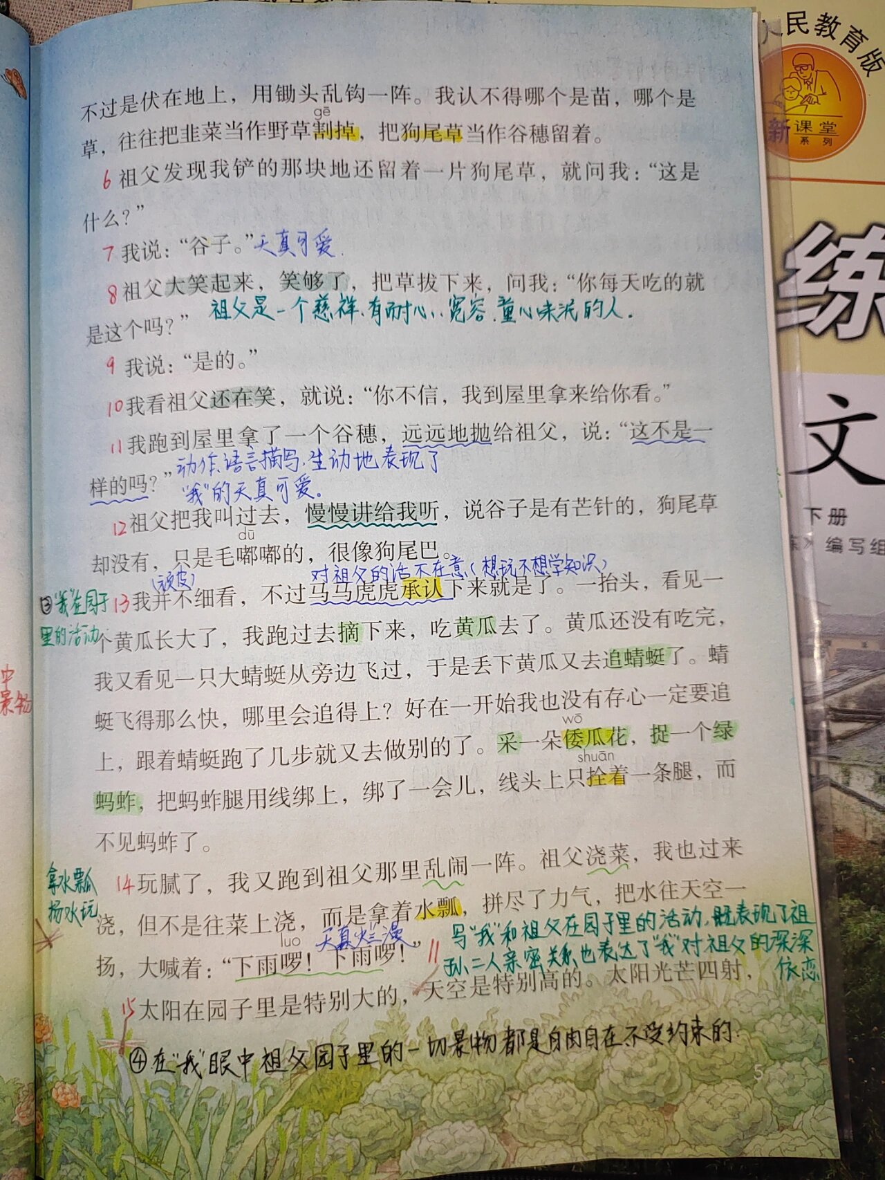 五下语文第2课《祖父的园子》课文批注