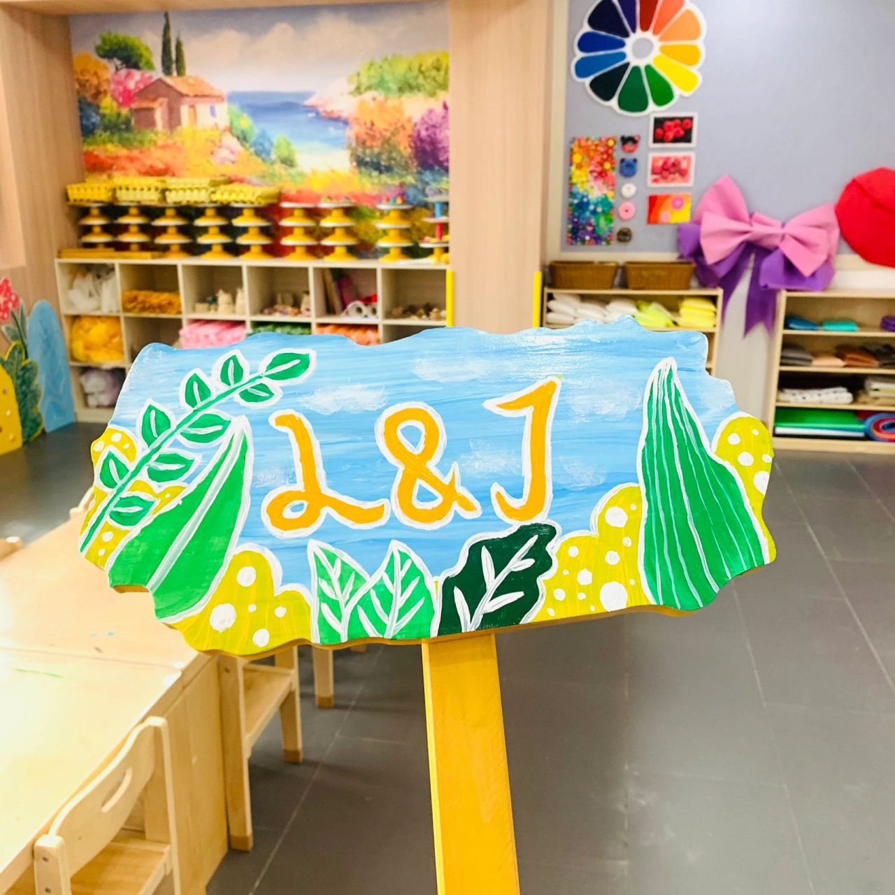 幼儿园种植区班牌创意丙烯画 根据每个班级老师的"风格"出设计图再画