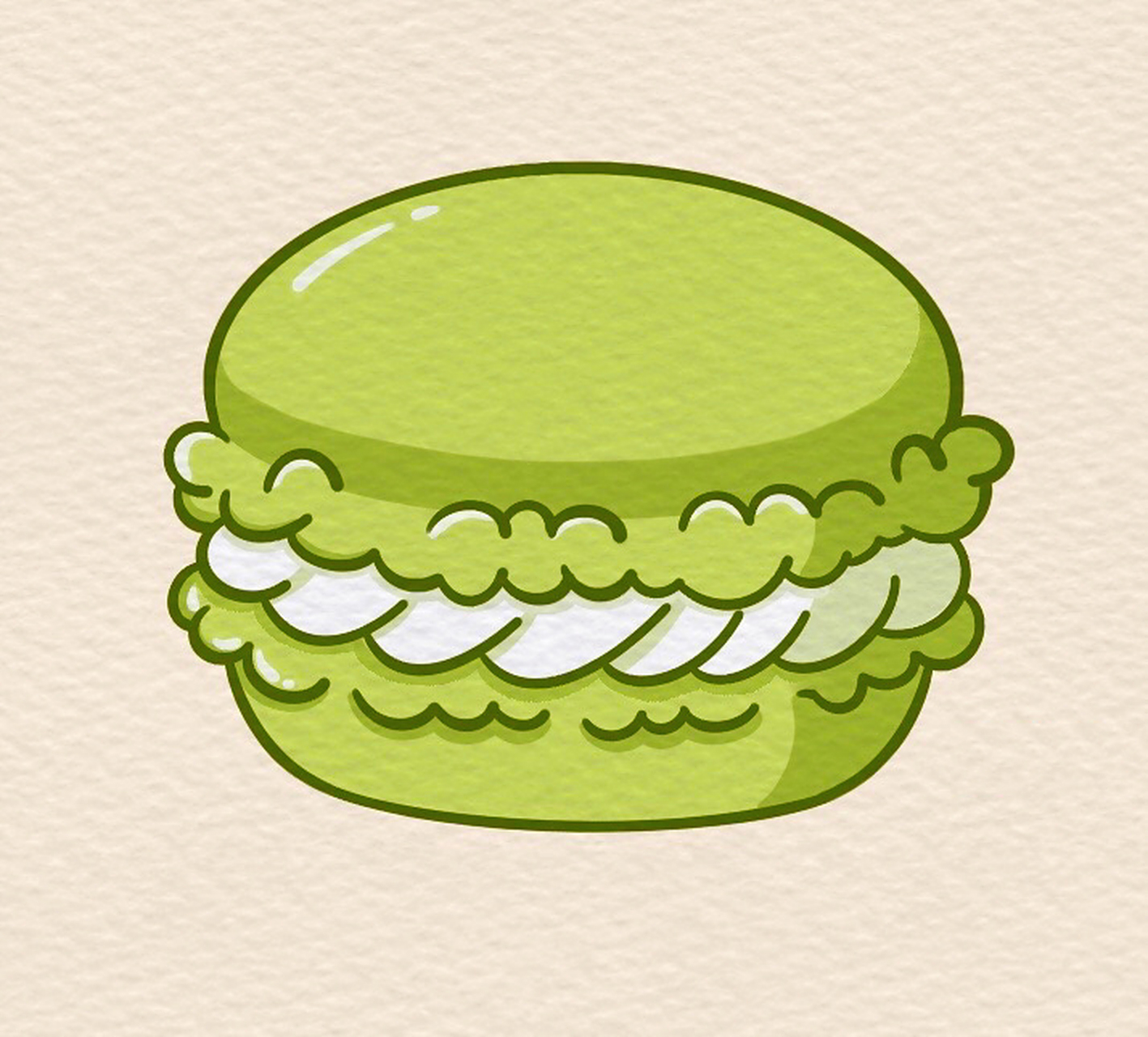 「简笔画」(100/86)抹茶95味马卡龙·内附步骤 今日份是抹茶味95