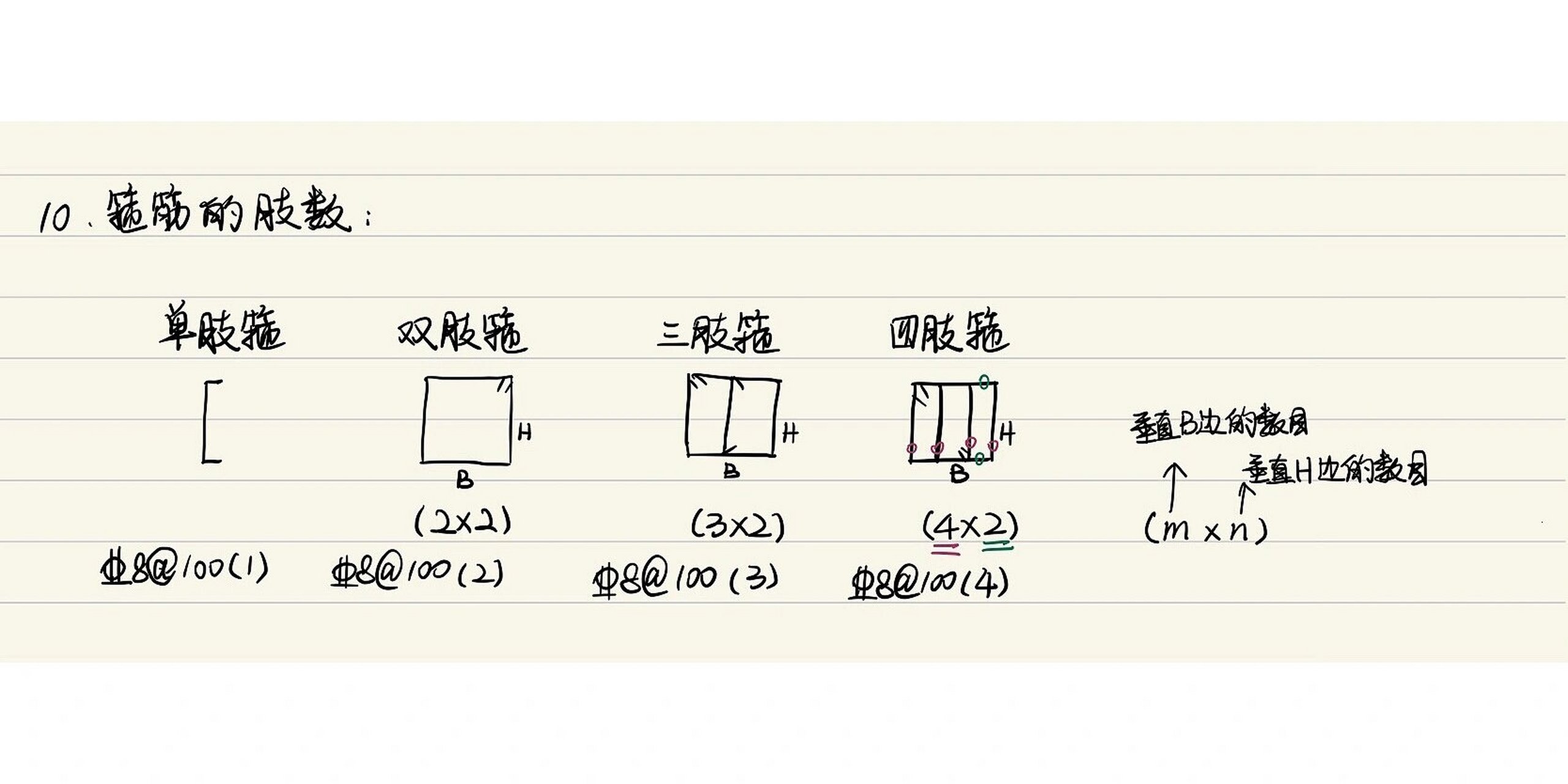 箍筋肢数 分享造价小笔记
