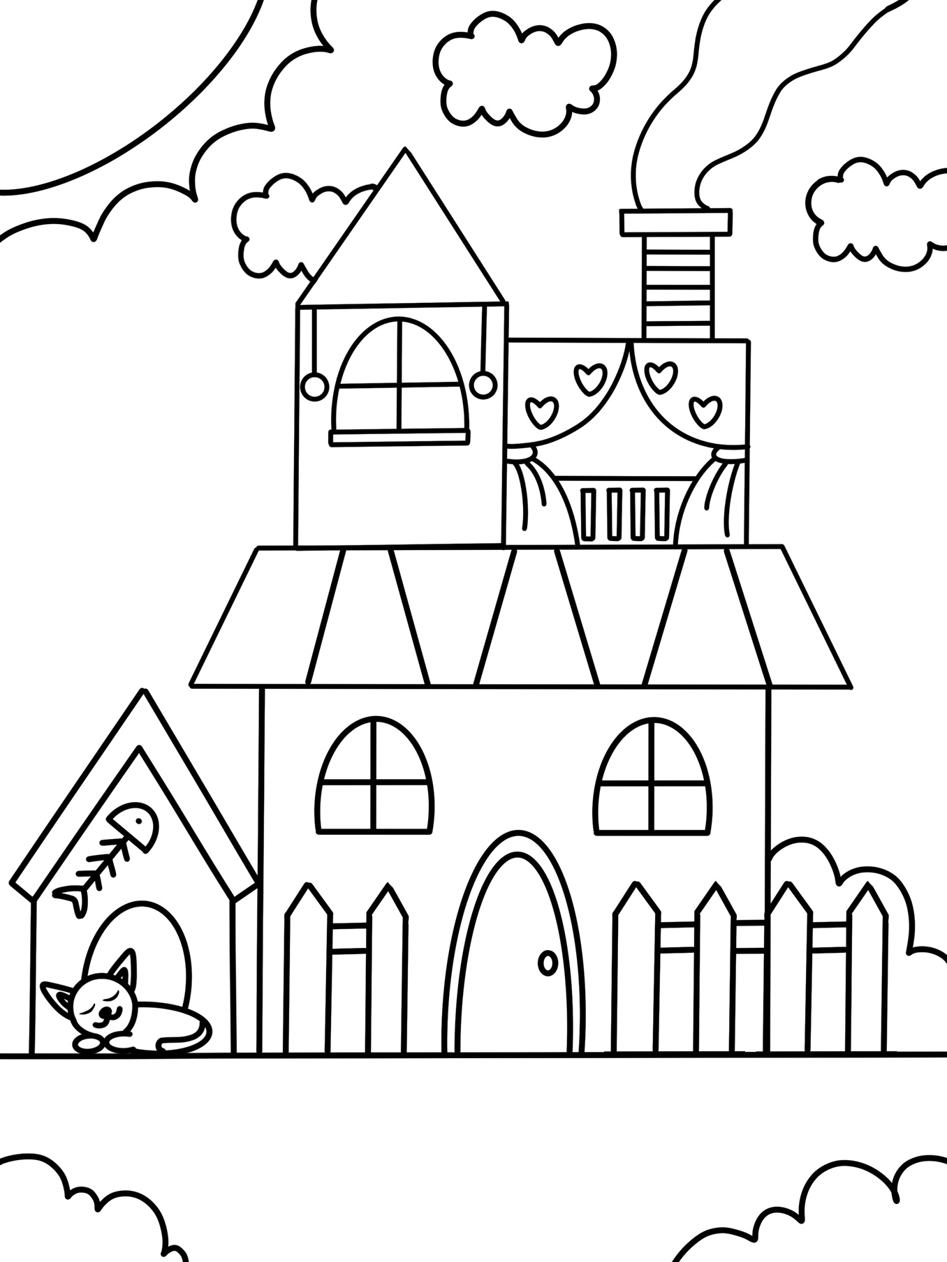 可爱的小房子 房子 创意画 儿童画 带线稿哦 适合4