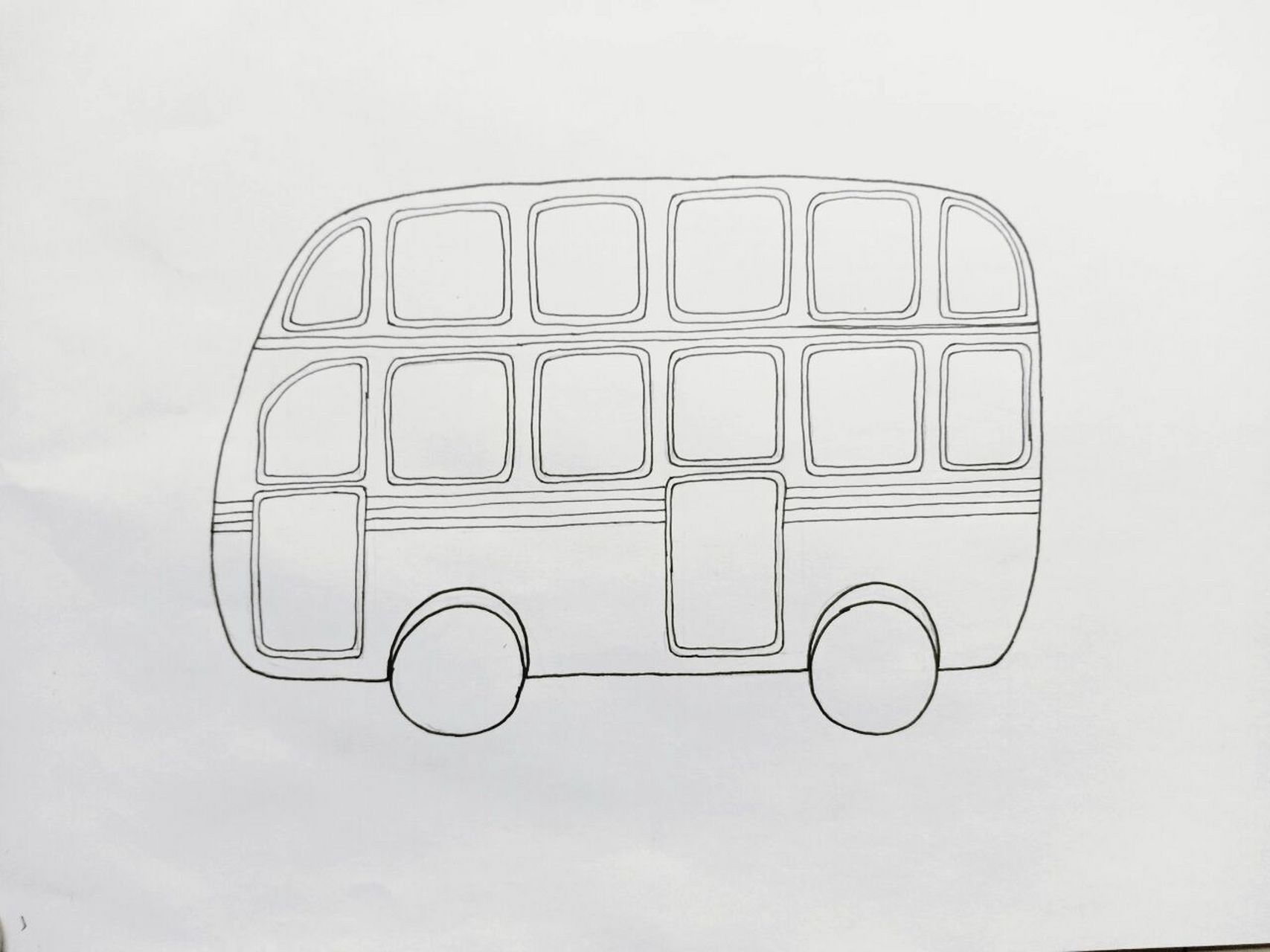 《公交车》线描画绘画过程