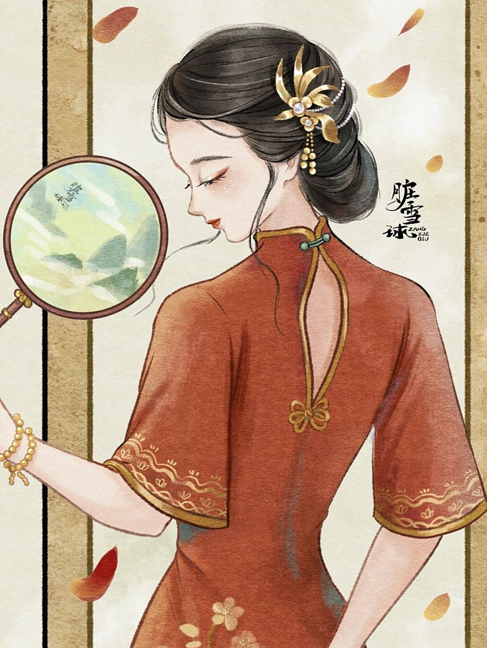 原创古风插画 分镜插画 民国女子图鉴六 旗袍至今已有三百多年的历史