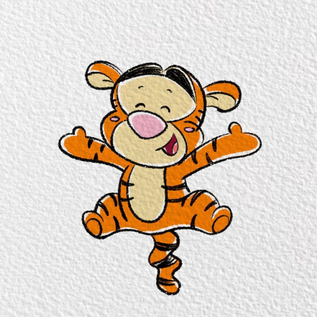 简笔画|【跳跳虎】(附过程) 🍯 🍯 🍯 【用具】 ᝰprocreate