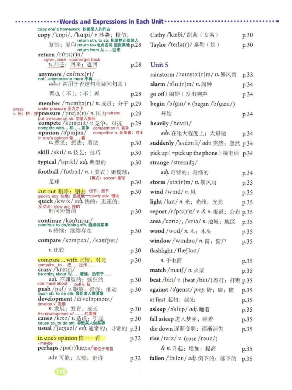 人教版八年级下册unit4单词表