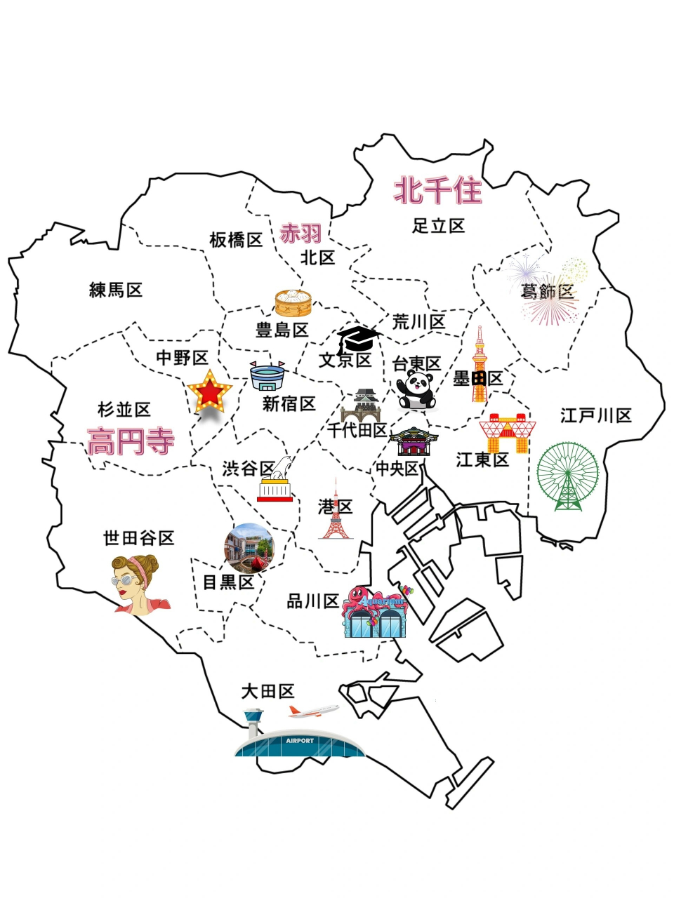 日本东京各区地图分布图片