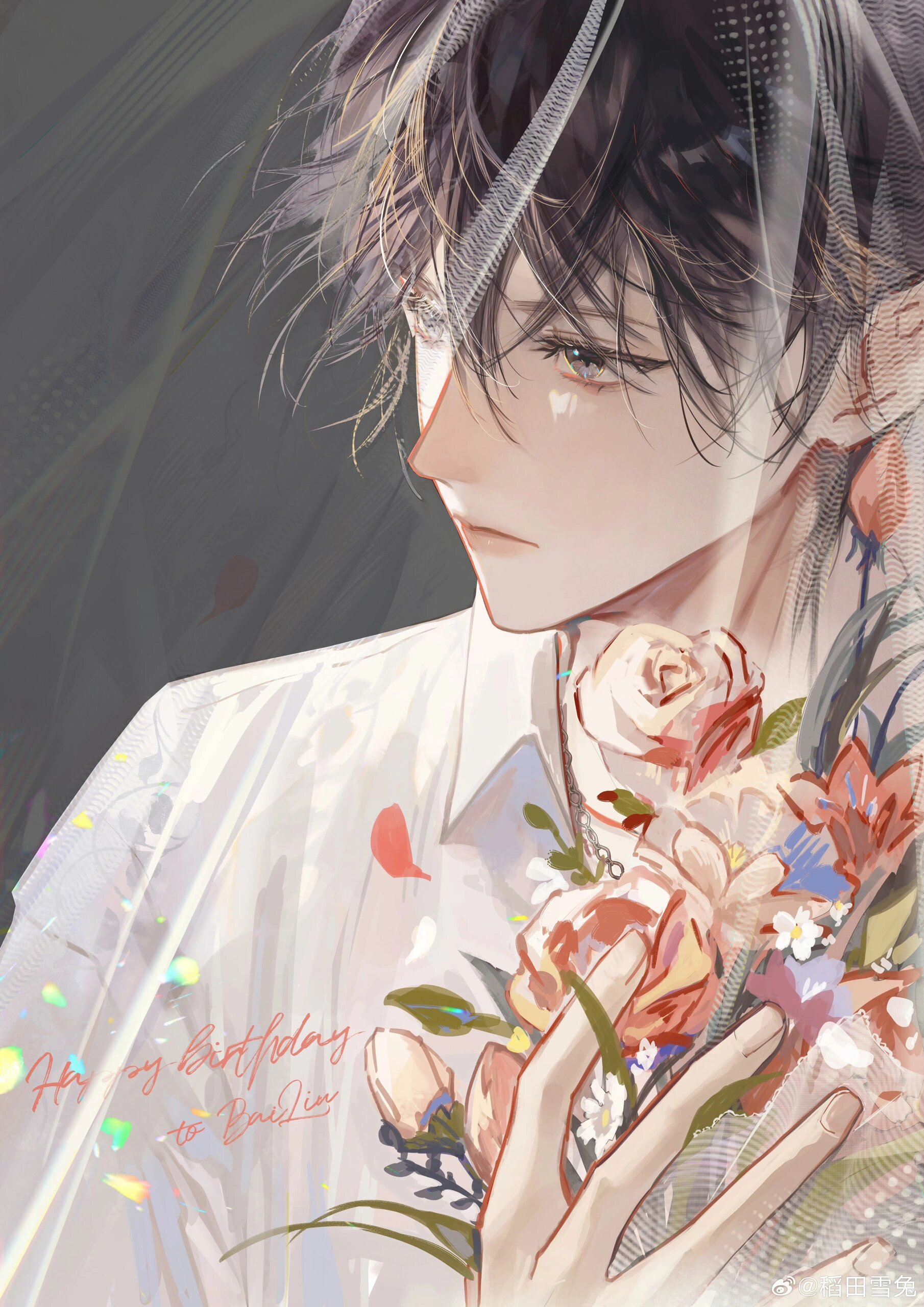 白柳生贺免抠素材来了! 是稻田雪兔老师给白柳画的生贺图!