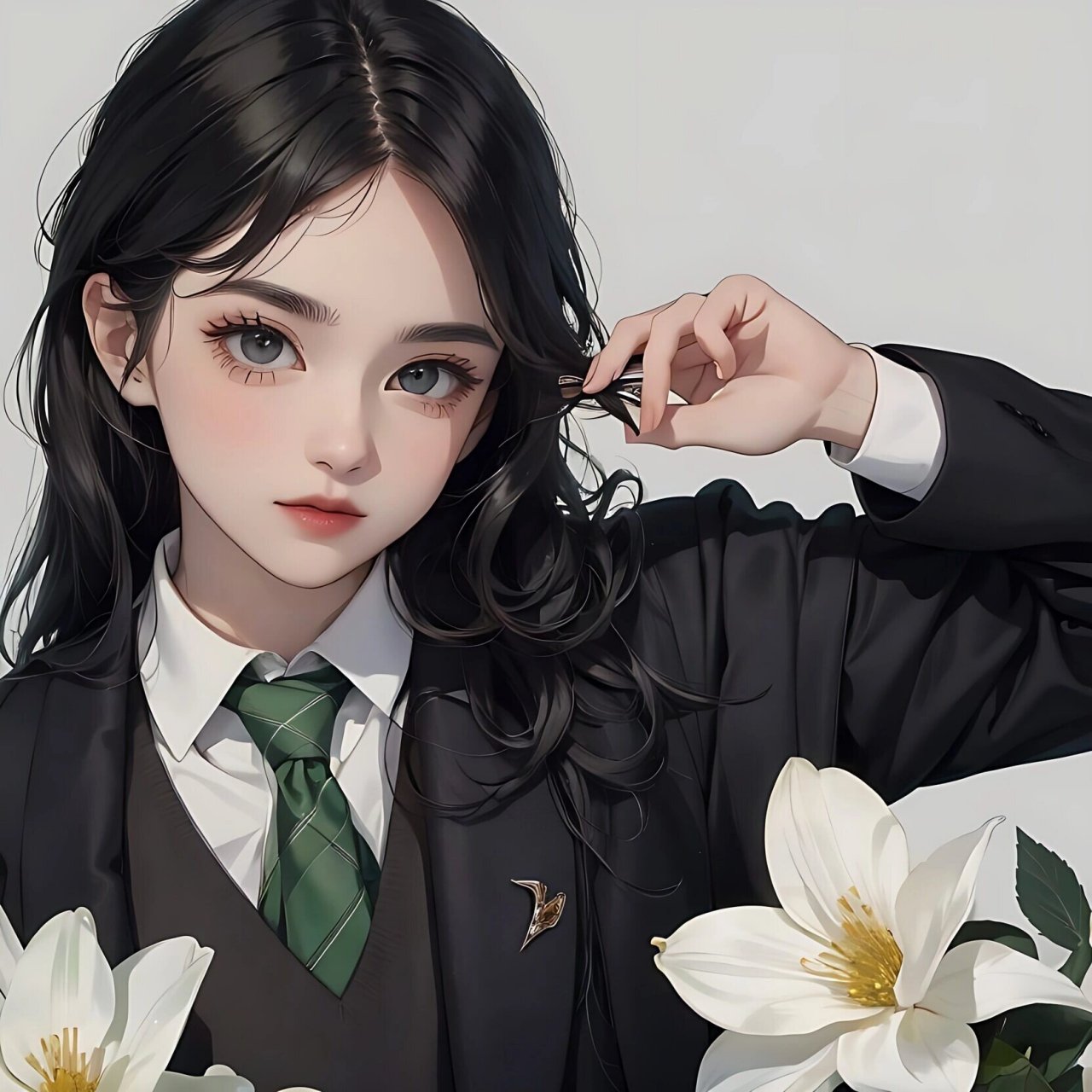 绿色系清冷女生头像61欢迎来到蛇院的后花园 #画画的日常# #女生