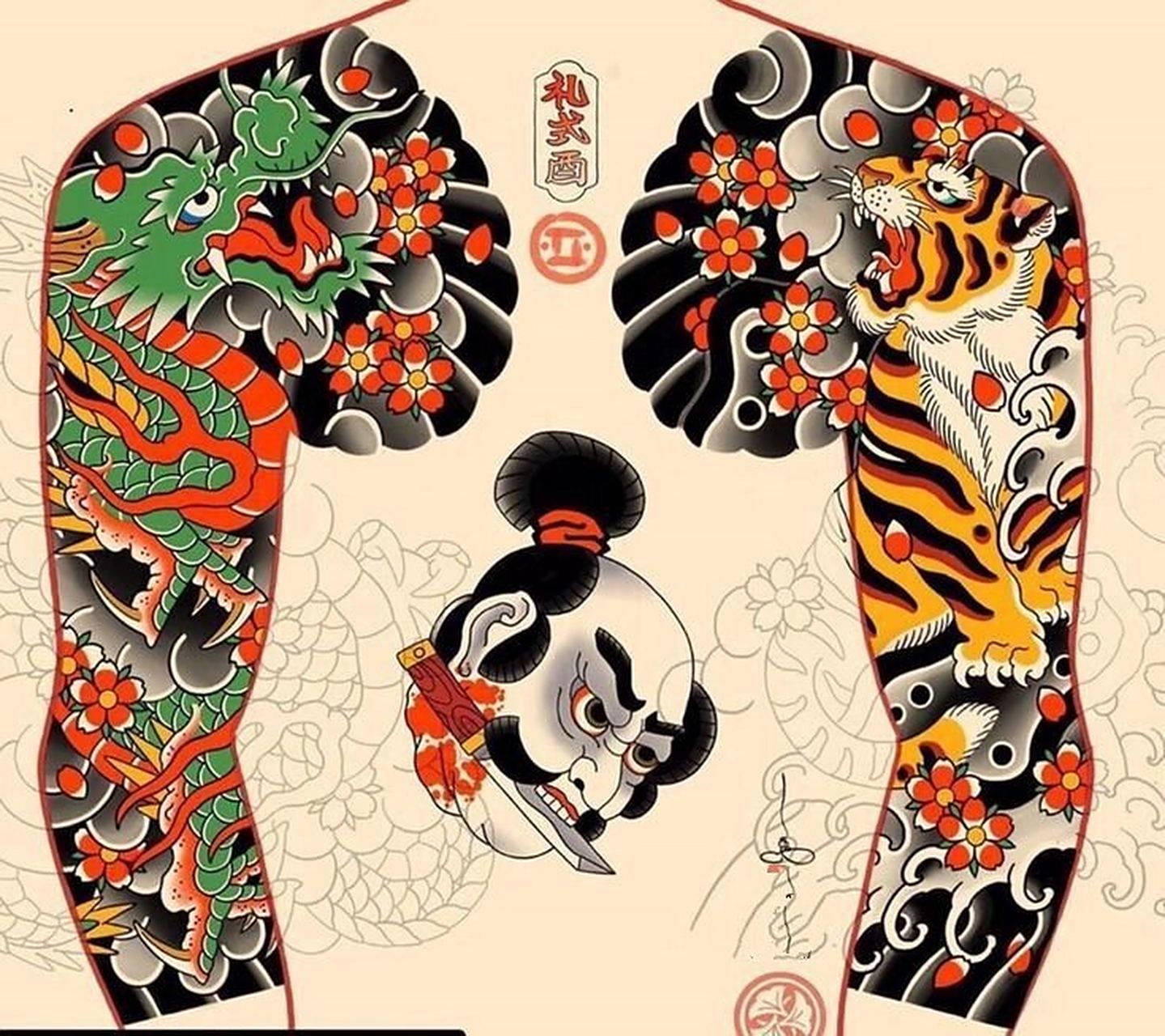 老传统全甲花臂纹身手稿 武汉龙族纹身 分享老传统全甲花臂纹身手稿