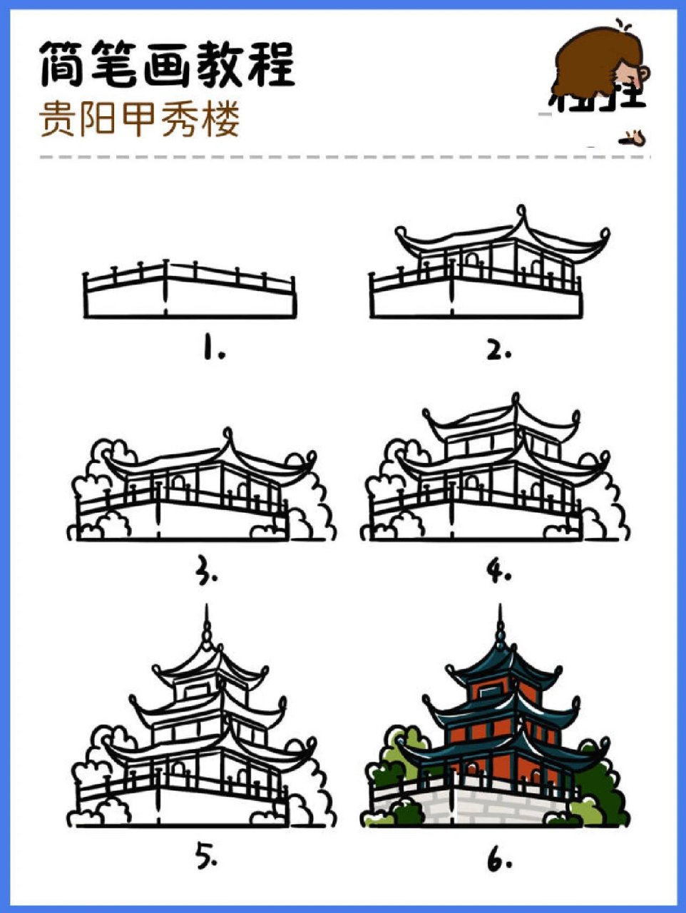 甲秀楼简笔画图片图片