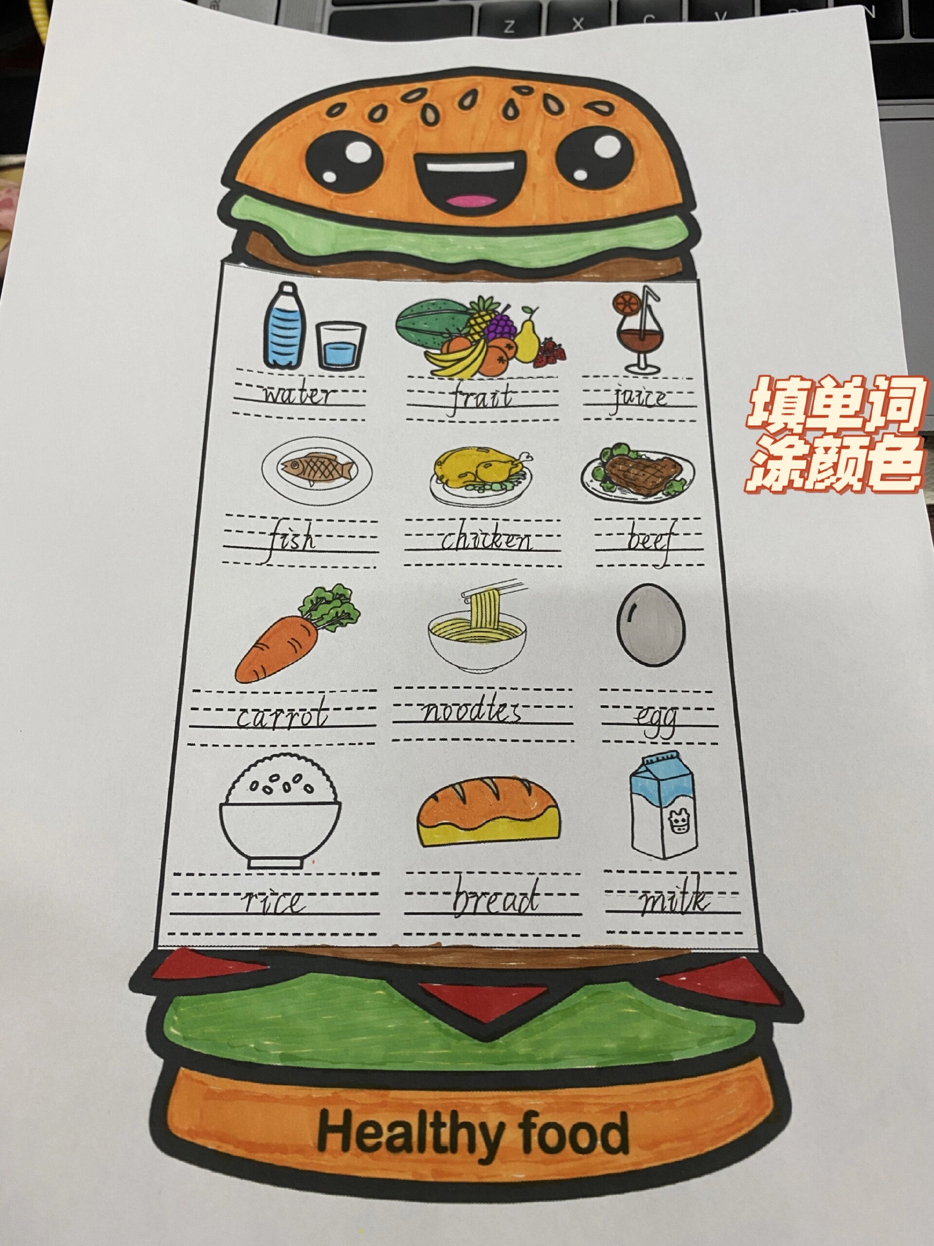 食物英语单词创意画图片