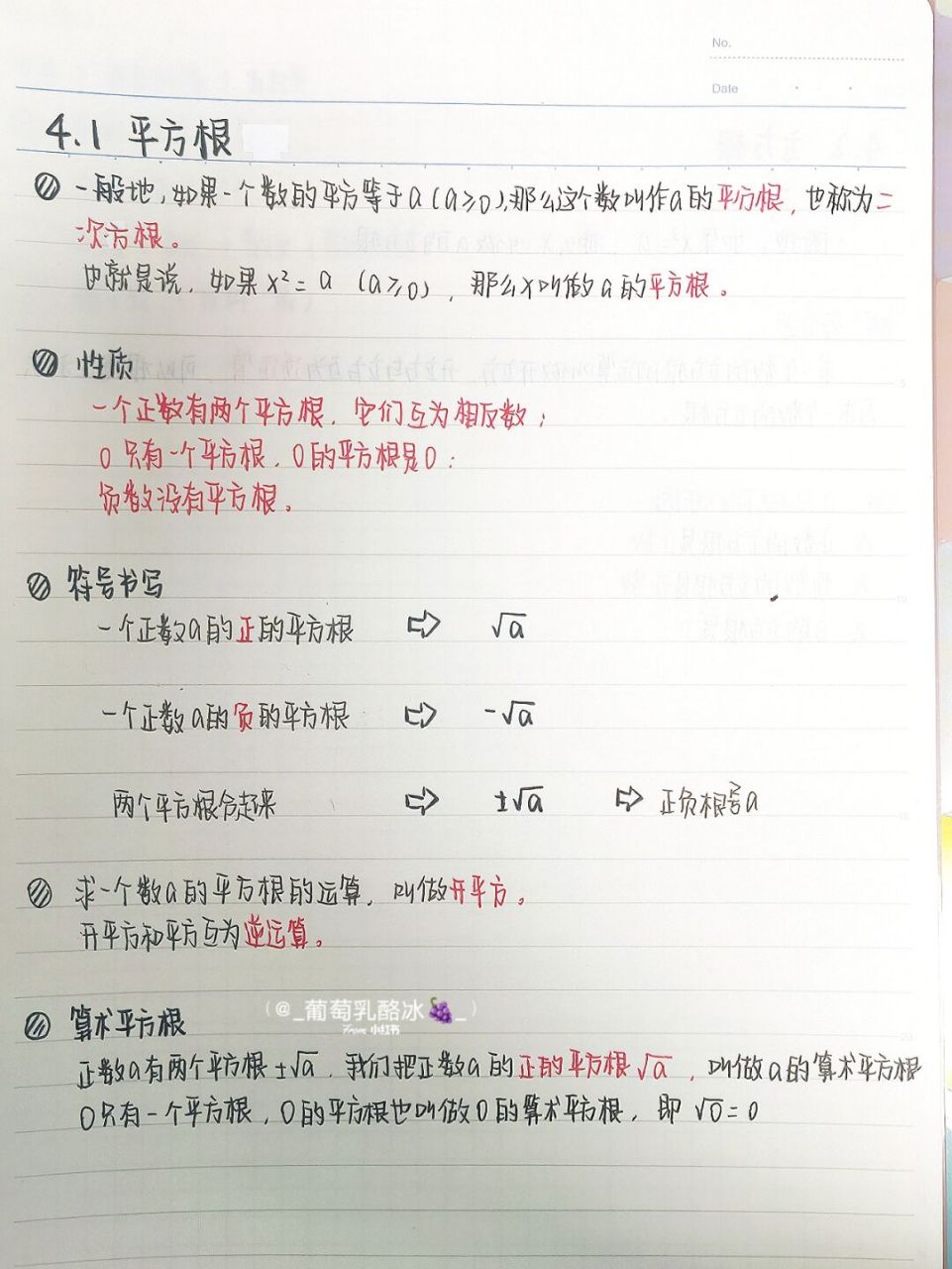 2平方根立方根预习笔记 数学