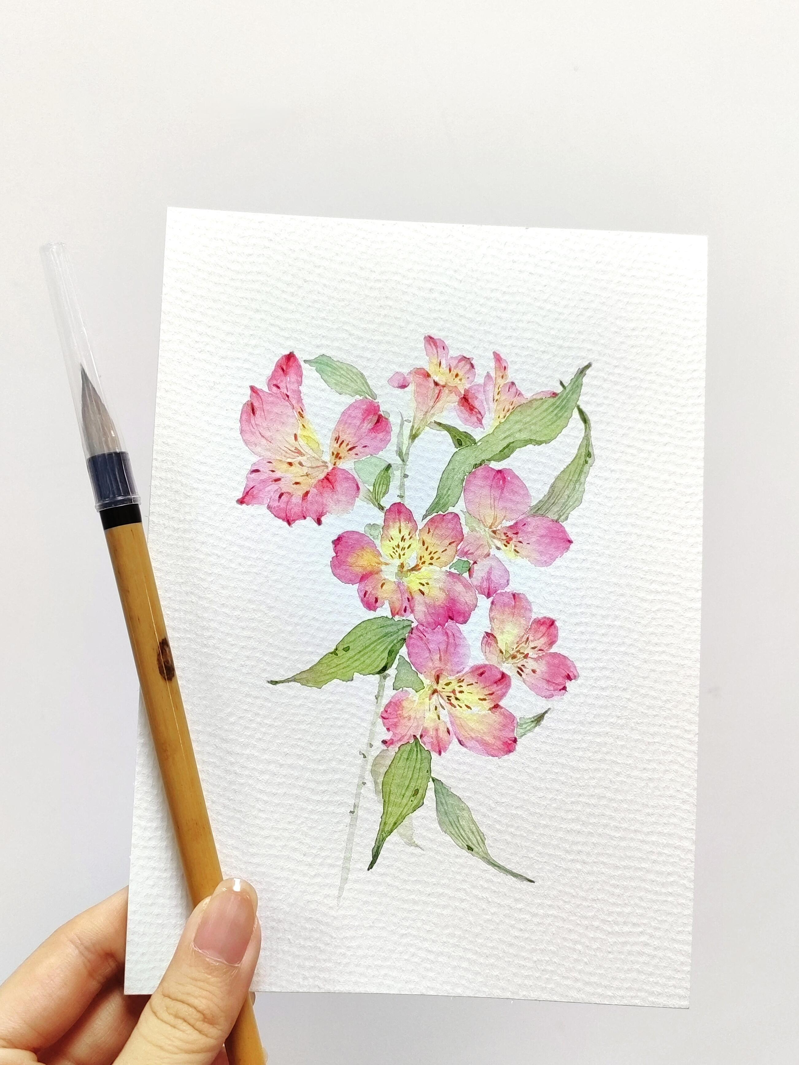 再多一些少女心和爱～ · 工具: 宝虹棉浆水彩纸,寸心斋毛笔,水彩颜料