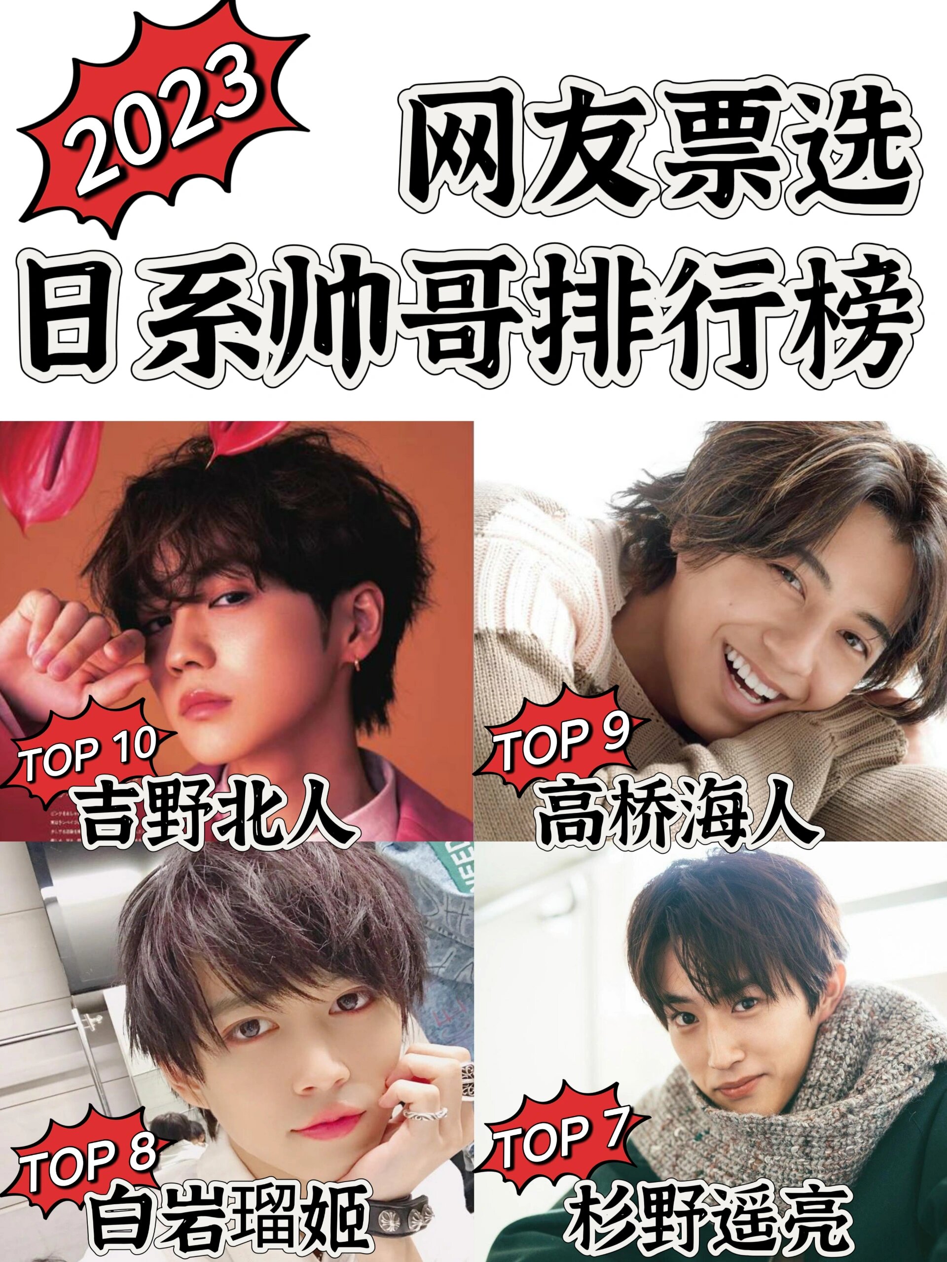这是网友票选的日系帅哥排行榜,跟日媒评选的榜单有不小的出入.