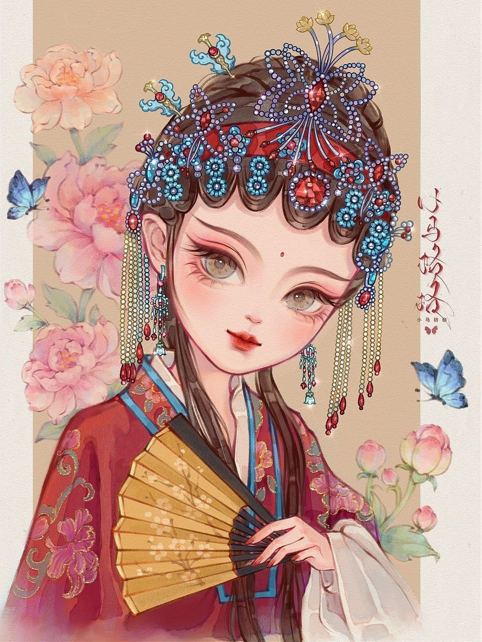 q版国粹戏曲(上色) 不算是纯纯的q版,只是人物构图比例夸张了,断断续