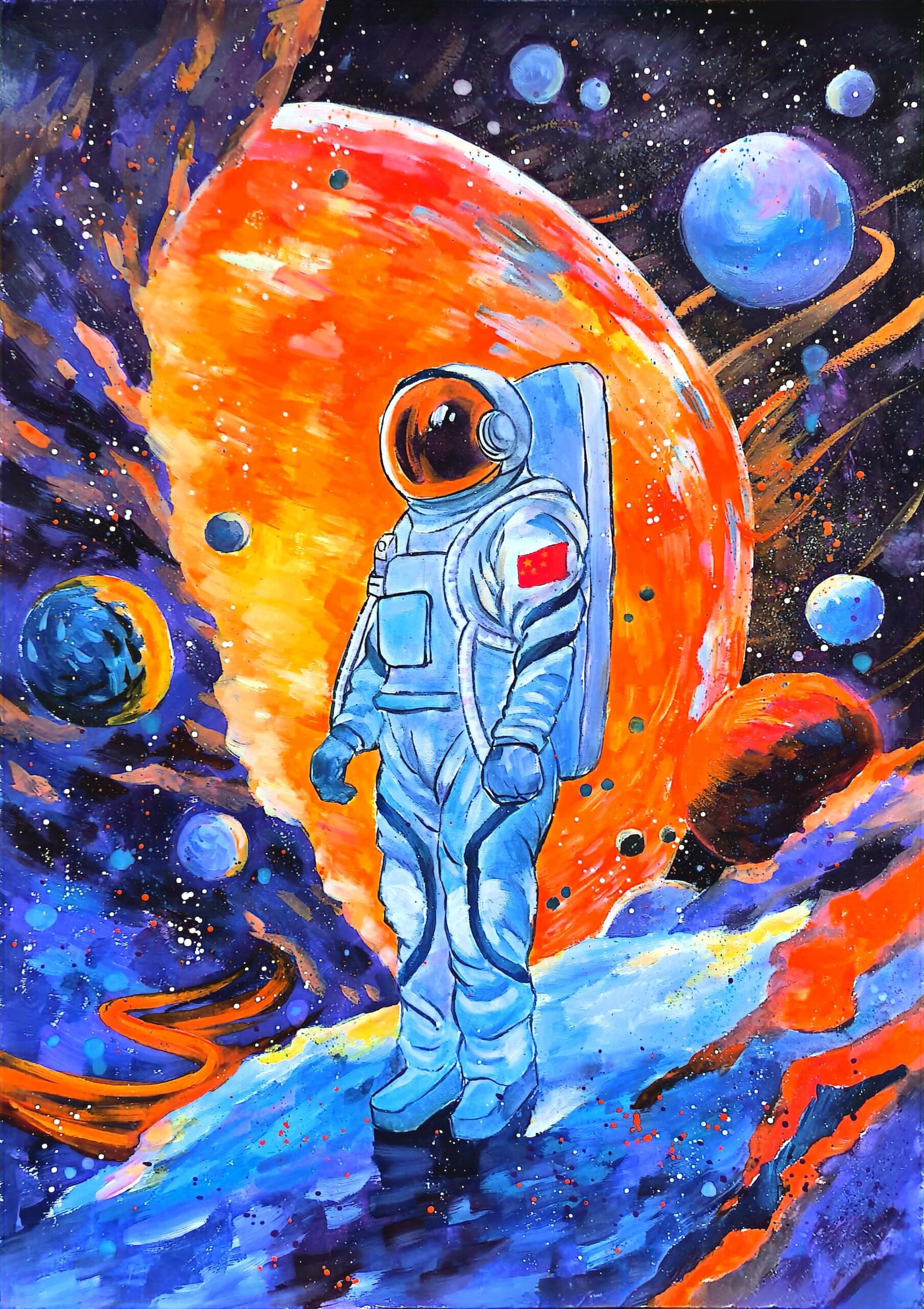 水粉手绘︱中国航天探索星辰