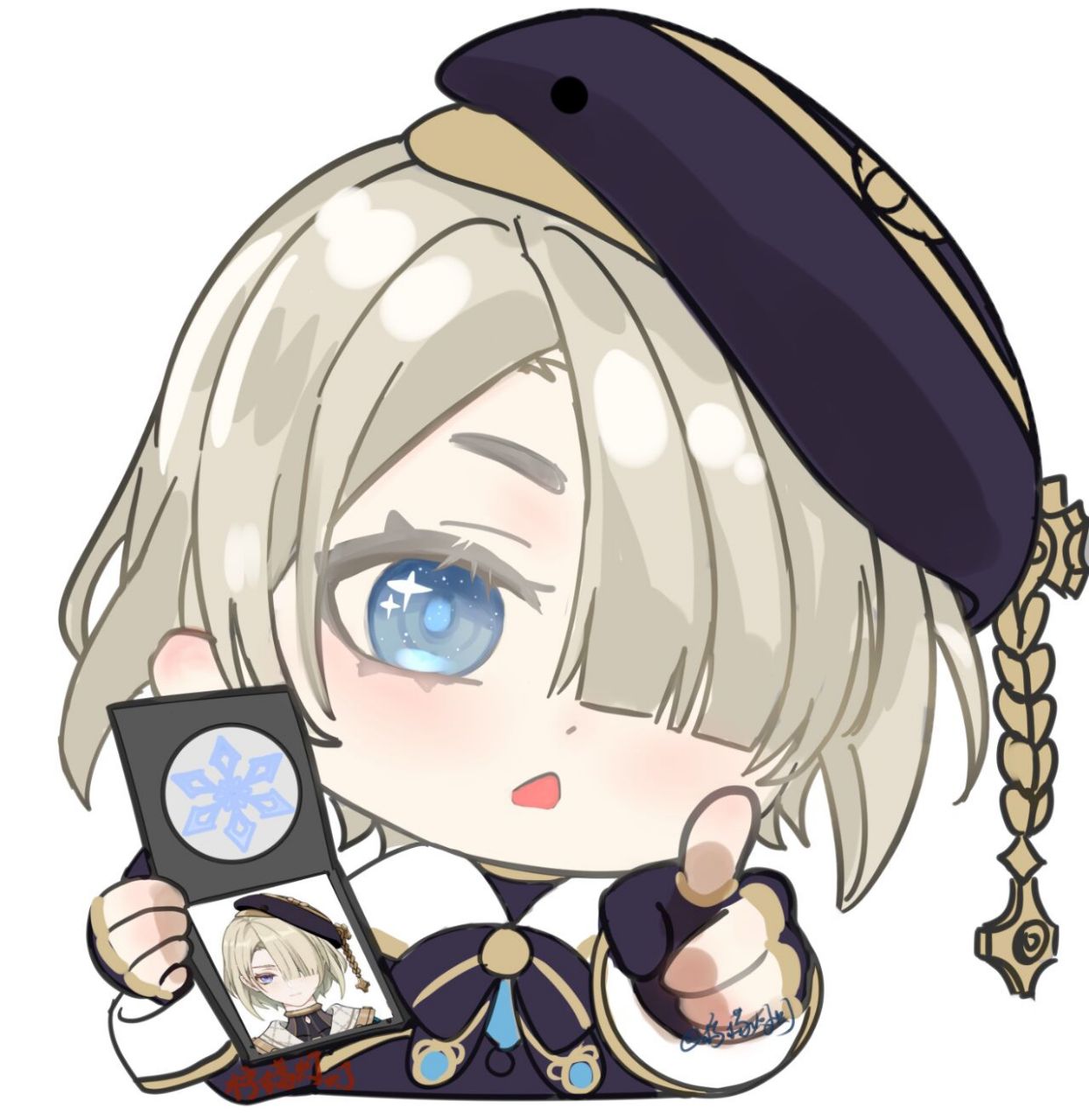 菲米尼同人表情包合集·仿改原神官方表情包 只画了六张020202