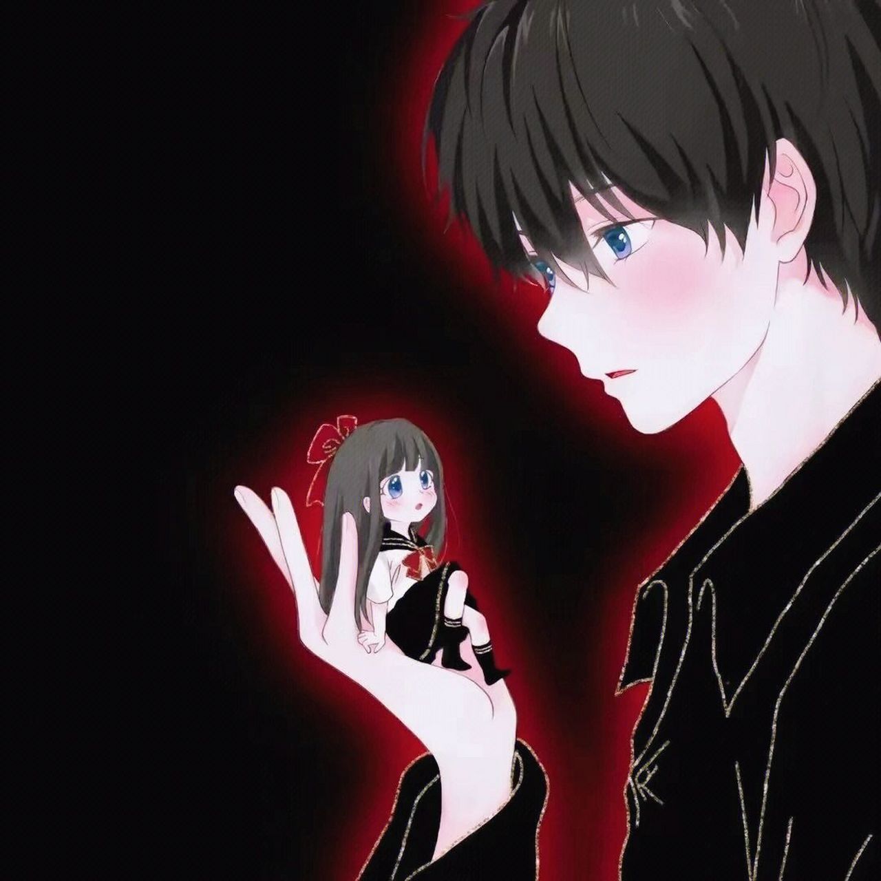 把你捧在手心里卡通情侣头像手绘情头