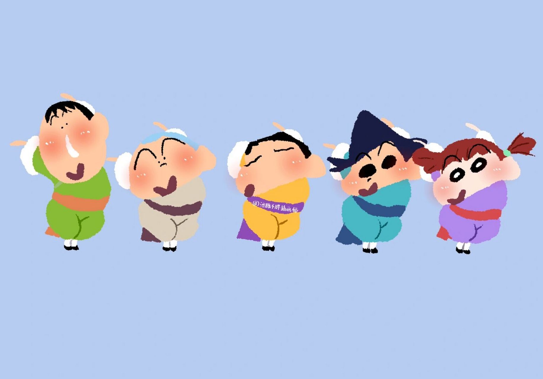 蜡笔小新ipad壁纸 今天实在是太热拉!想跟小新一样抱住大西瓜!