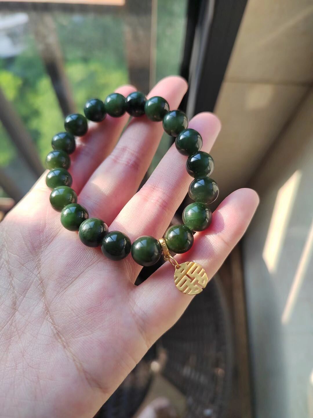 黑猫眼～10mm和田玉碧玉黑猫眼微猫眼手串