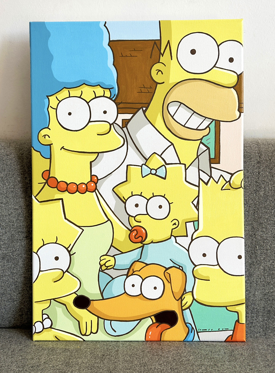 丙烯画|辛普森一家|线稿过程图|装饰画 辛普森一家来了!