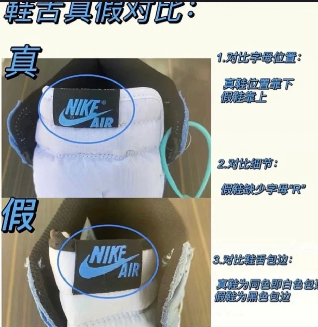 aj1logo真假辨别图图片