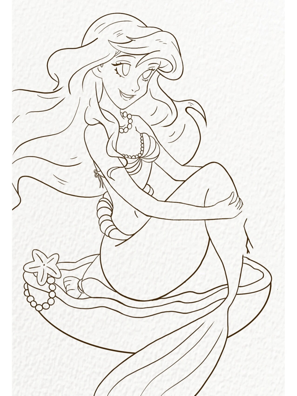 手绘|迪士尼公主人鱼爱丽儿🧜 更新了!于是美人鱼来了!