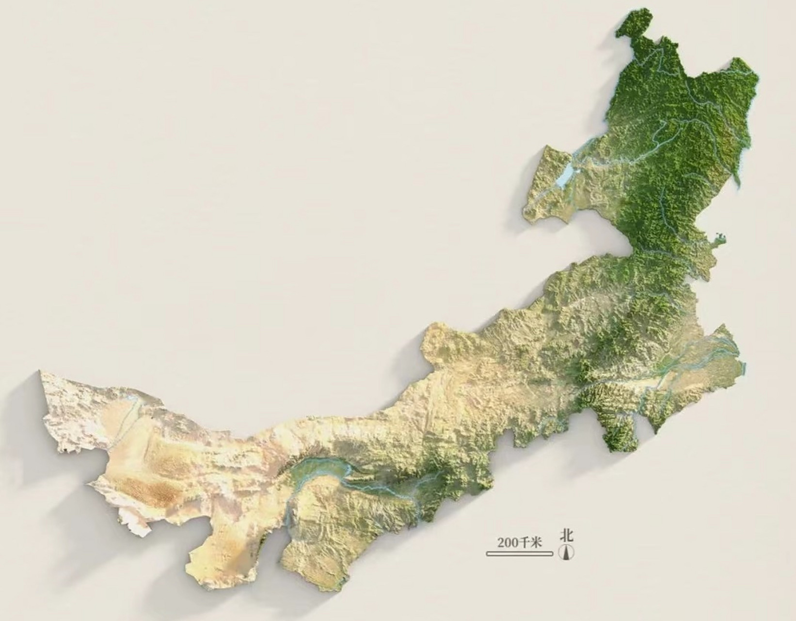 内蒙古自治区立体地形图