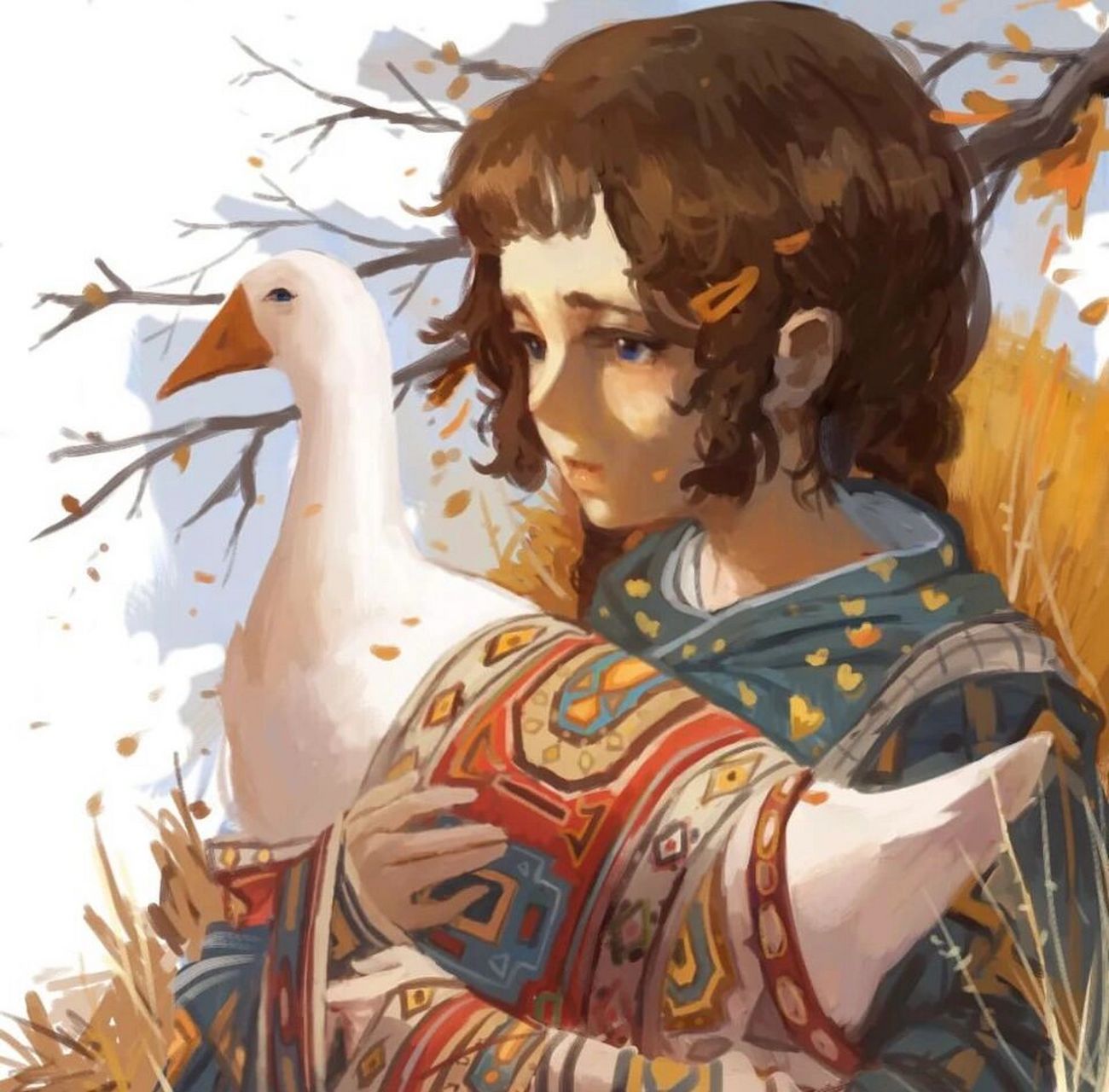 宝藏异域风情水彩插画头像97气质优雅的少女 插画欣赏98 色彩浓郁