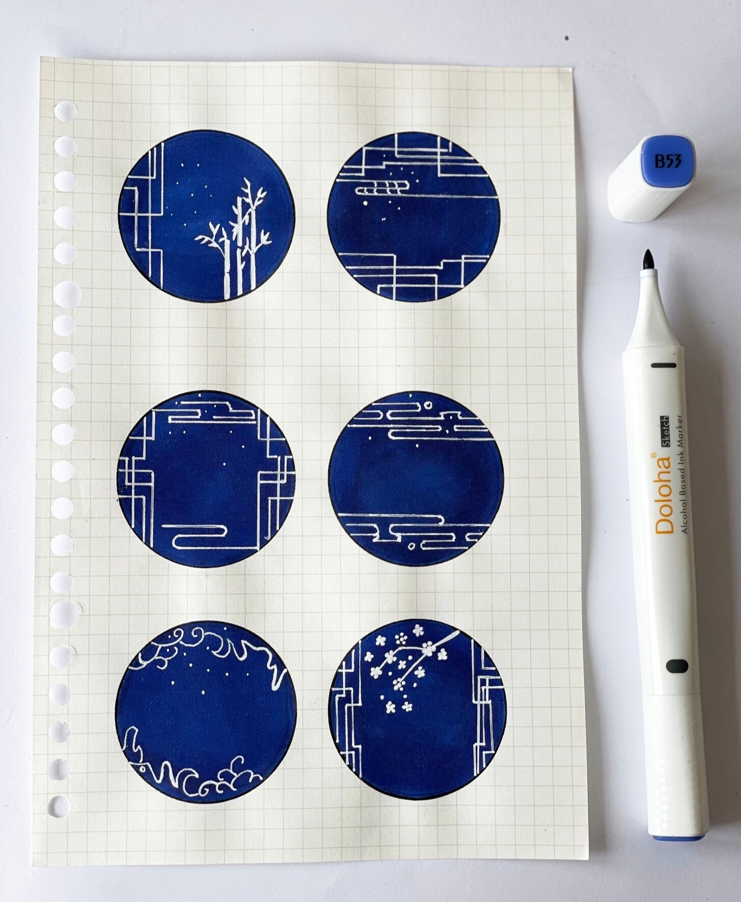 中国风手帐边框系列 手帐素材简笔画 🖍临摹手绘 🖍马克笔:多乐绘