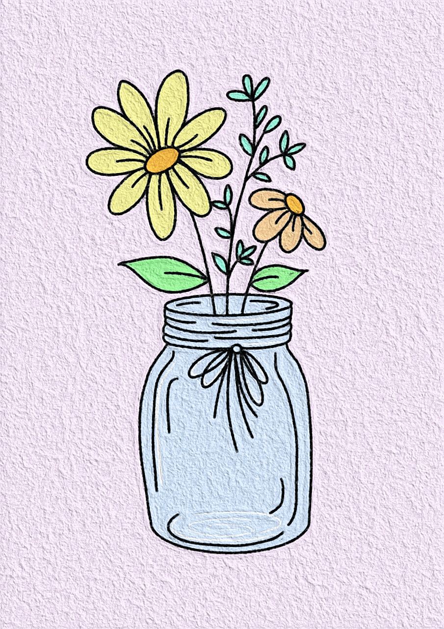 94插花94简笔画 | 附线稿 这几天只有晚上能有时间坐下来画一会儿