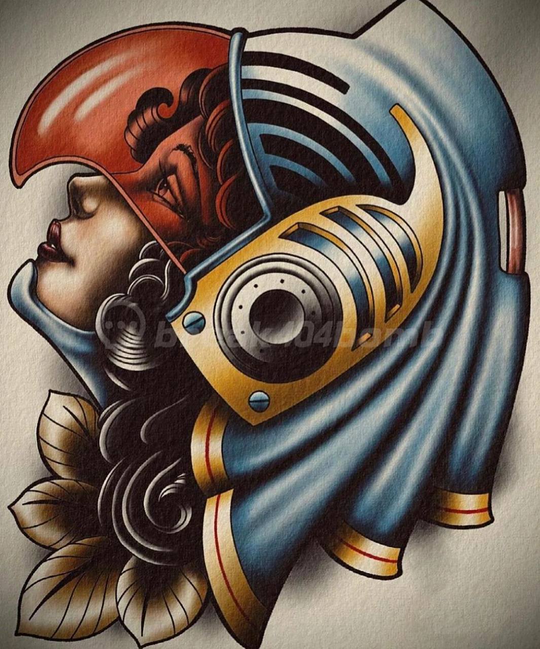 oldschool彩色花臂拼接纹身手稿 适合拼接花臂的中大图 · · · #old