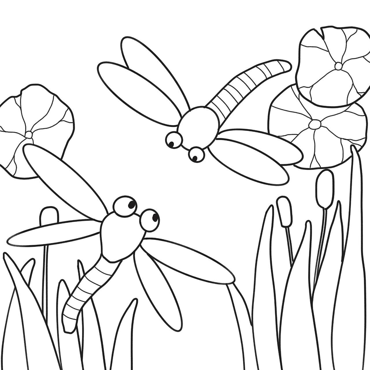 每周一张儿童画/蜻蜓/6-9岁零基础可临摹 蜻蜓点水,适用于一年级左右