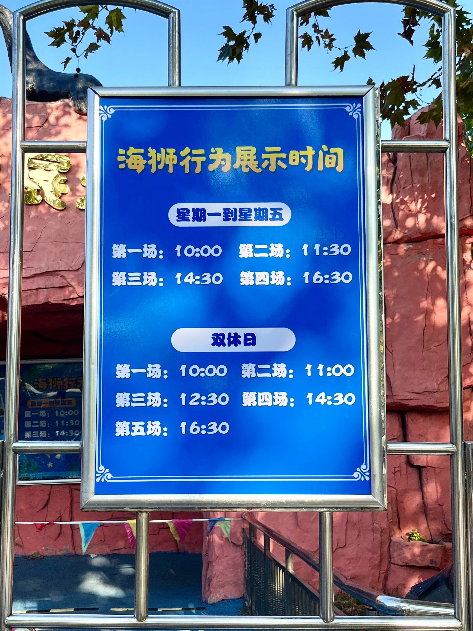 烟台南山公园海狮表演时间表