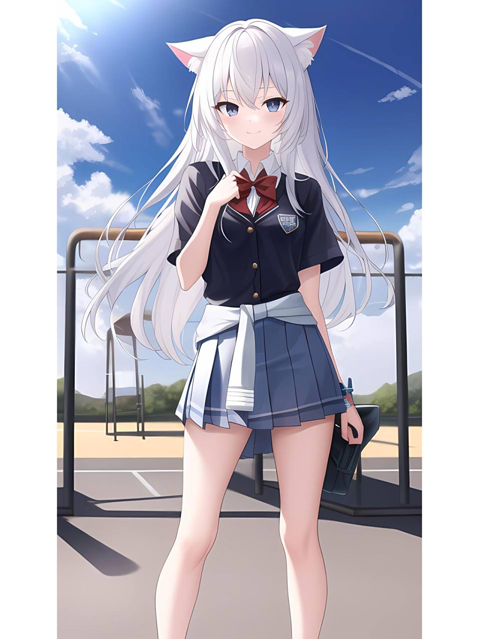 猫耳长腿学生装女孩,动漫二次元绘画人物