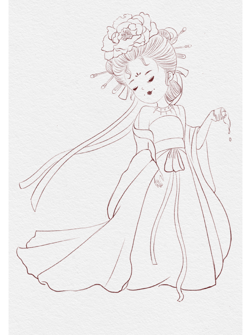 ipad 水彩 | 古风萌萌小人之q版玉环 有始有终的把最后一个给临摹了