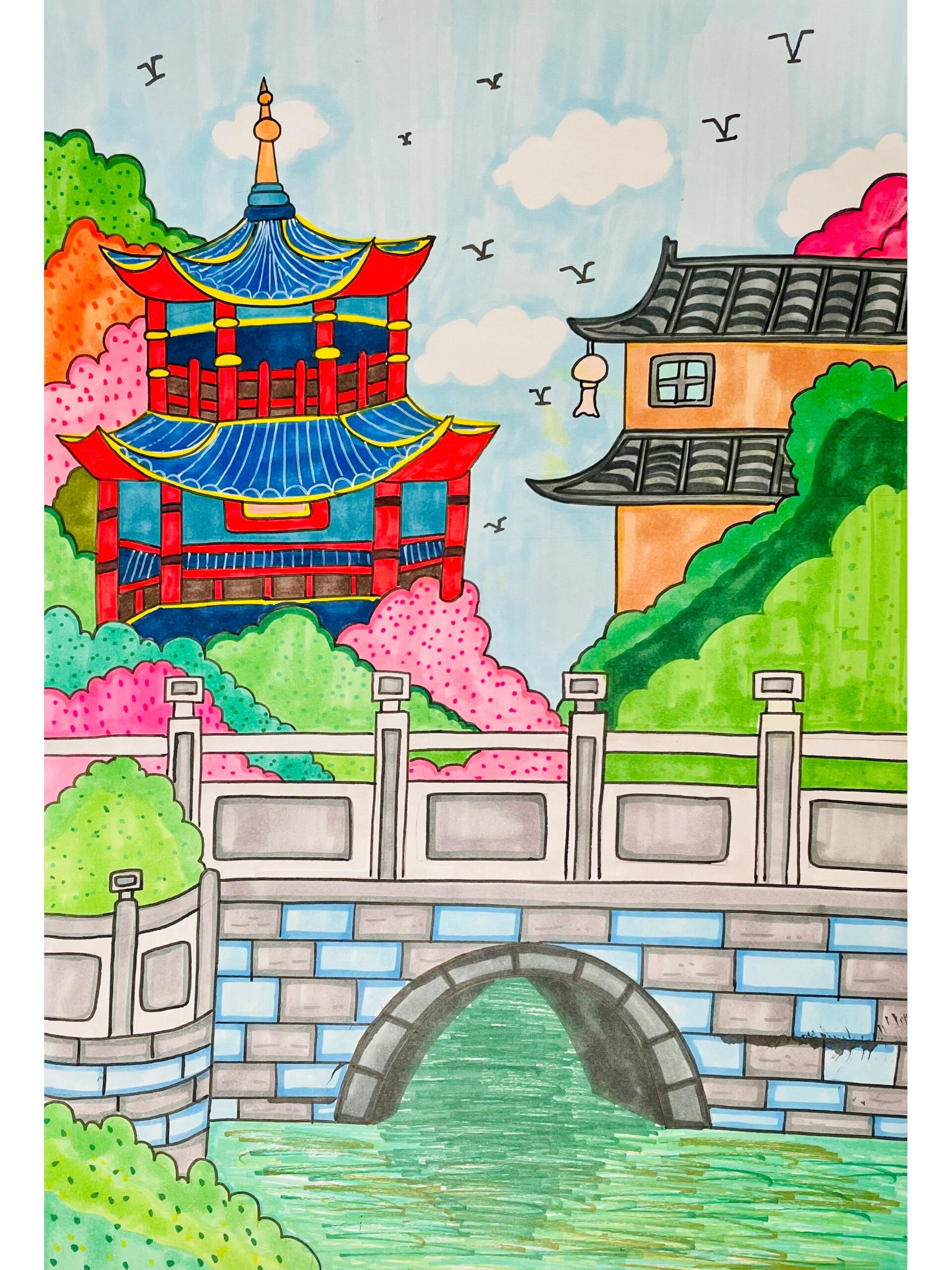 小学五年级美术风景画图片