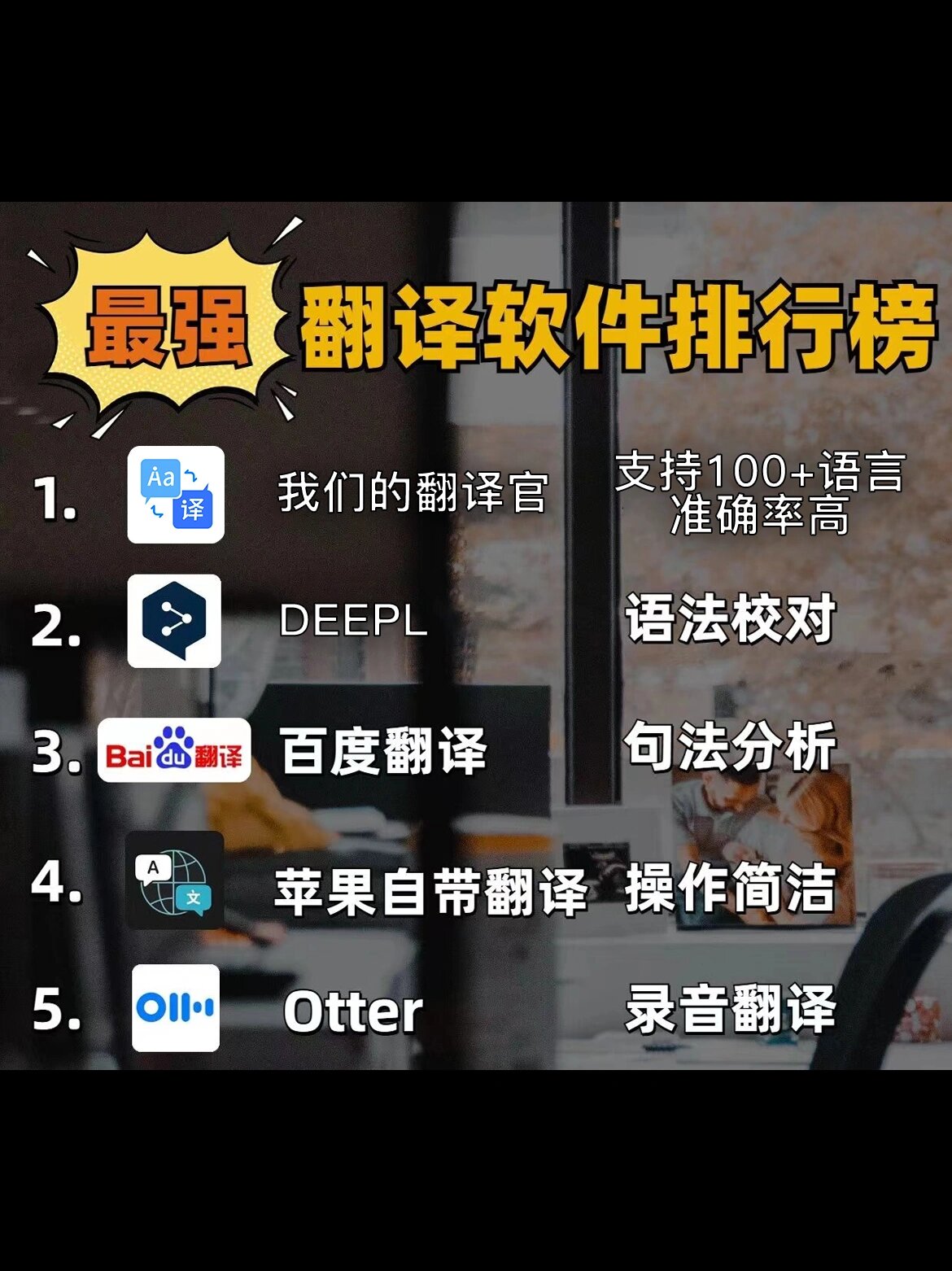 翻译神器 今天就来总结我自己用过的几款好用的翻译软件,分享给英语
