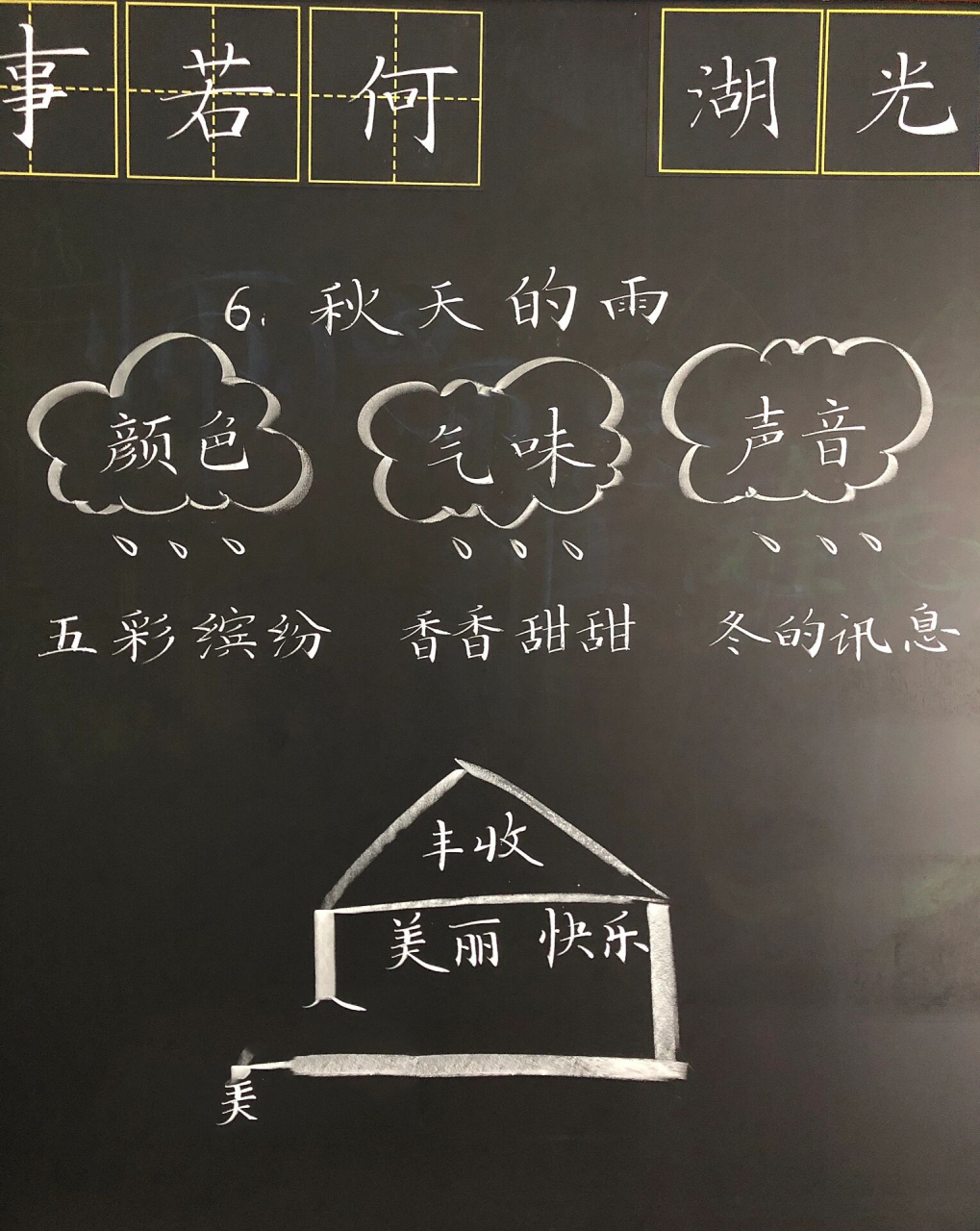 《秋天的雨》粉笔字板书练习781578157815